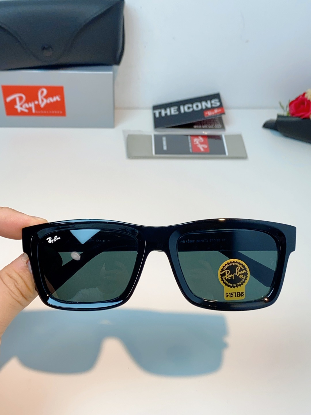 RayBan雷朋 高品质钢化玻璃太阳眼镜男士驾驶司机高清墨镜钓鱼防紫外线防强光眼镜 RB4396 Siz