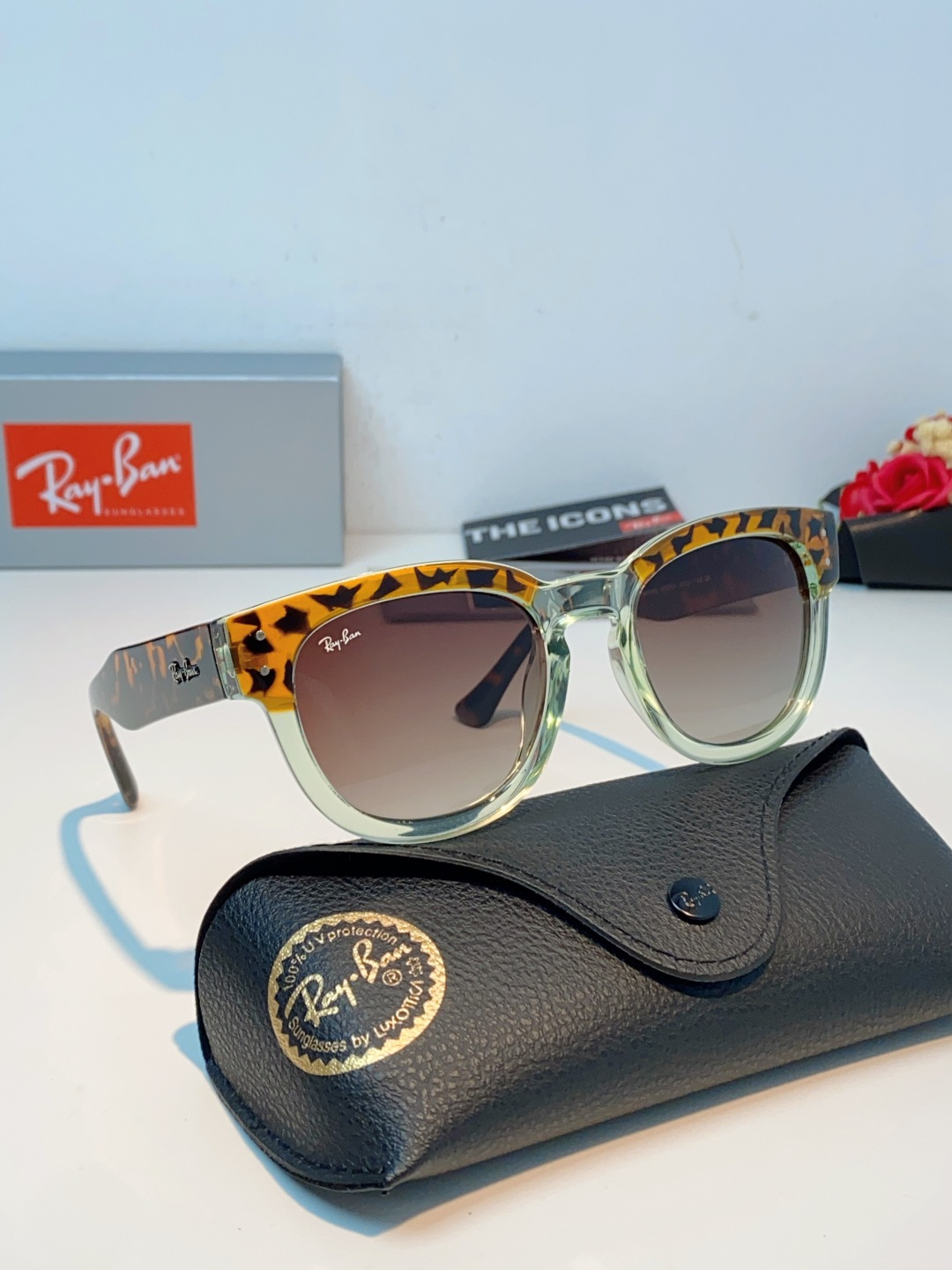 RayBan雷朋 2026新款强化玻璃墨镜男士大框太阳眼镜遮阳防紫外线防风沙骑车专用 RB0298S S