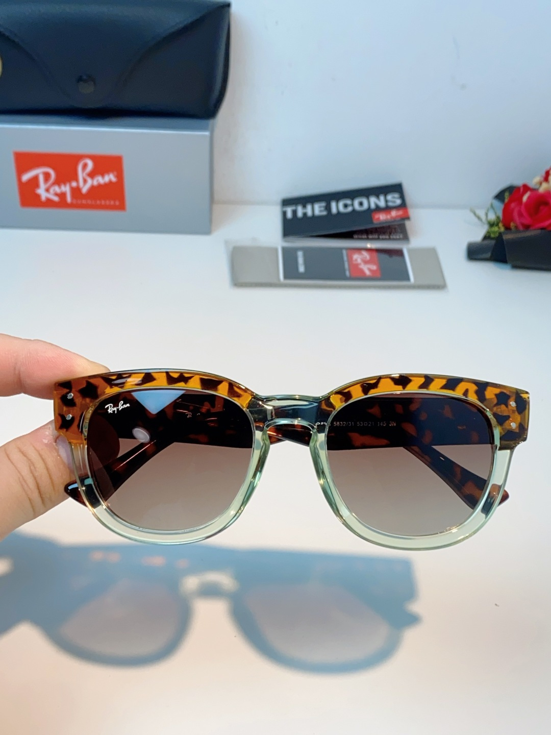 RayBan雷朋 2026新款强化玻璃墨镜男士大框太阳眼镜遮阳防紫外线防风沙骑车专用 RB0298S S