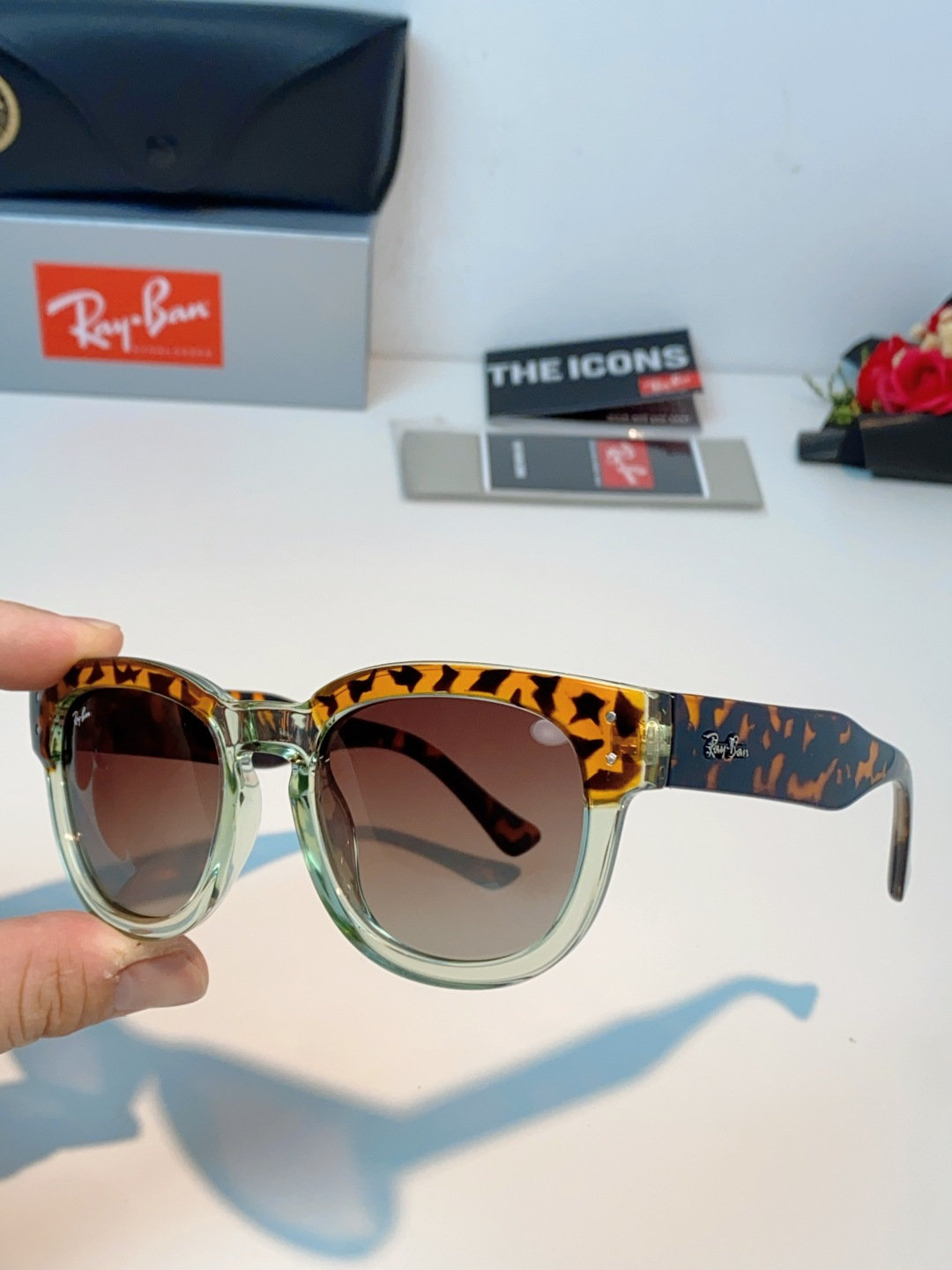 RayBan雷朋 2026新款强化玻璃墨镜男士大框太阳眼镜遮阳防紫外线防风沙骑车专用 RB0298S S