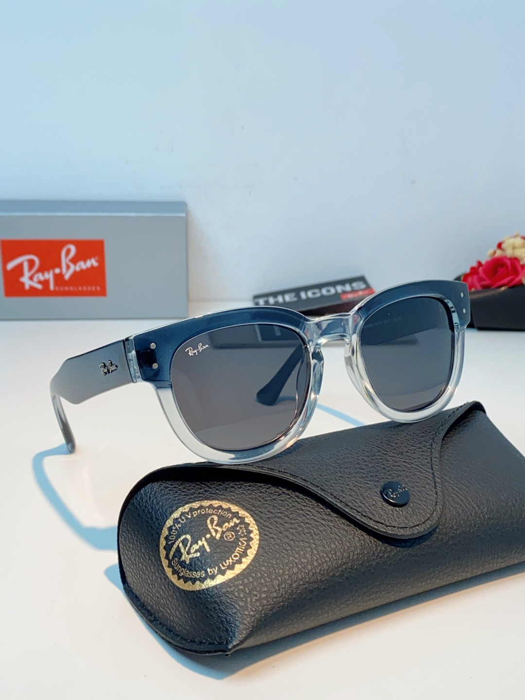 RayBan雷朋 2026新款强化玻璃墨镜男士大框太阳眼镜遮阳防紫外线防风沙骑车专用 RB0298S S