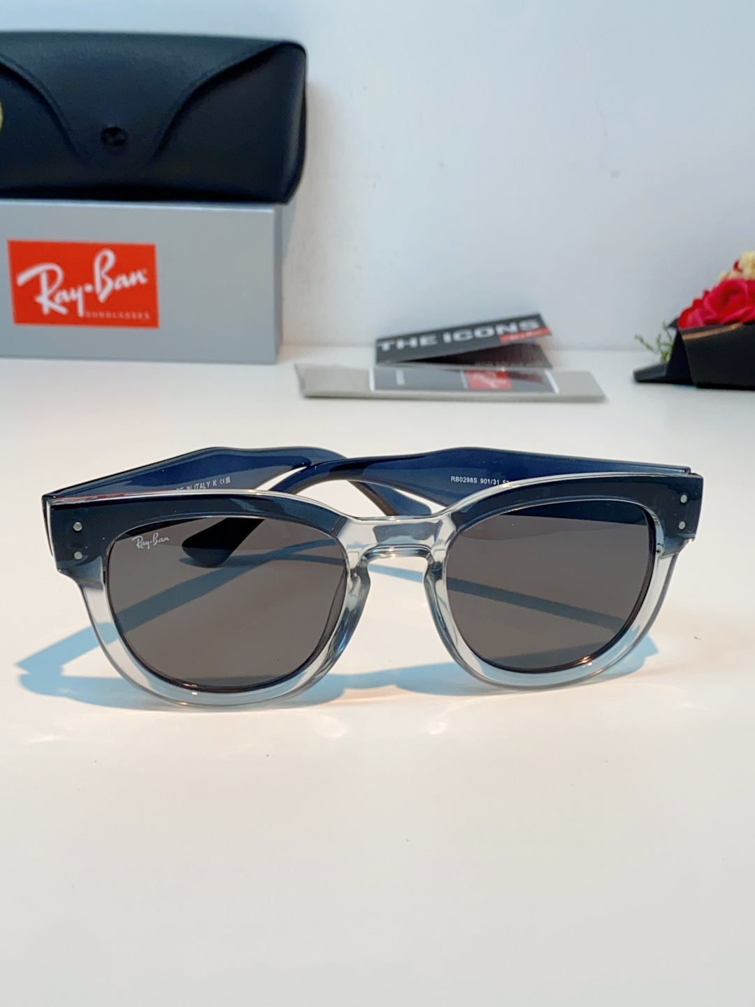 RayBan雷朋 2026新款强化玻璃墨镜男士大框太阳眼镜遮阳防紫外线防风沙骑车专用 RB0298S S