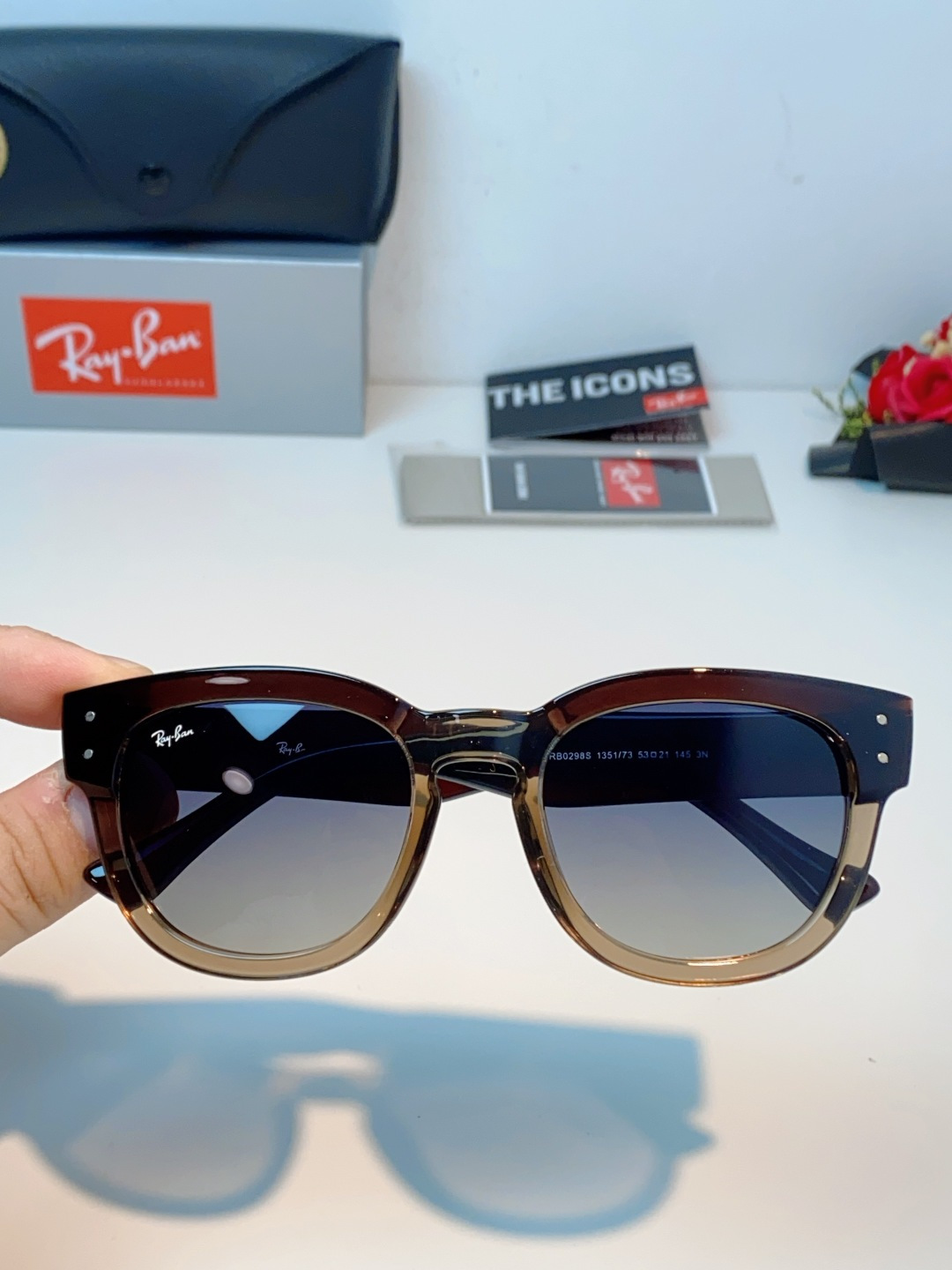 RayBan雷朋 2026新款强化玻璃墨镜男士大框太阳眼镜遮阳防紫外线防风沙骑车专用 RB0298S S