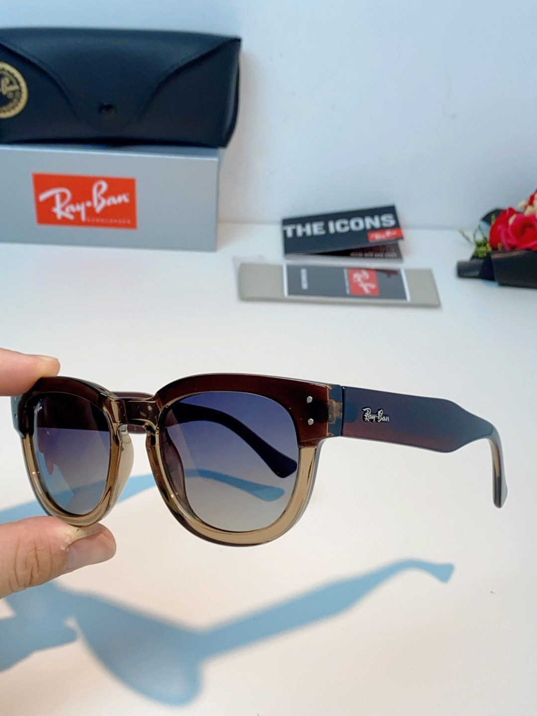 RayBan雷朋 2026新款强化玻璃墨镜男士大框太阳眼镜遮阳防紫外线防风沙骑车专用 RB0298S S