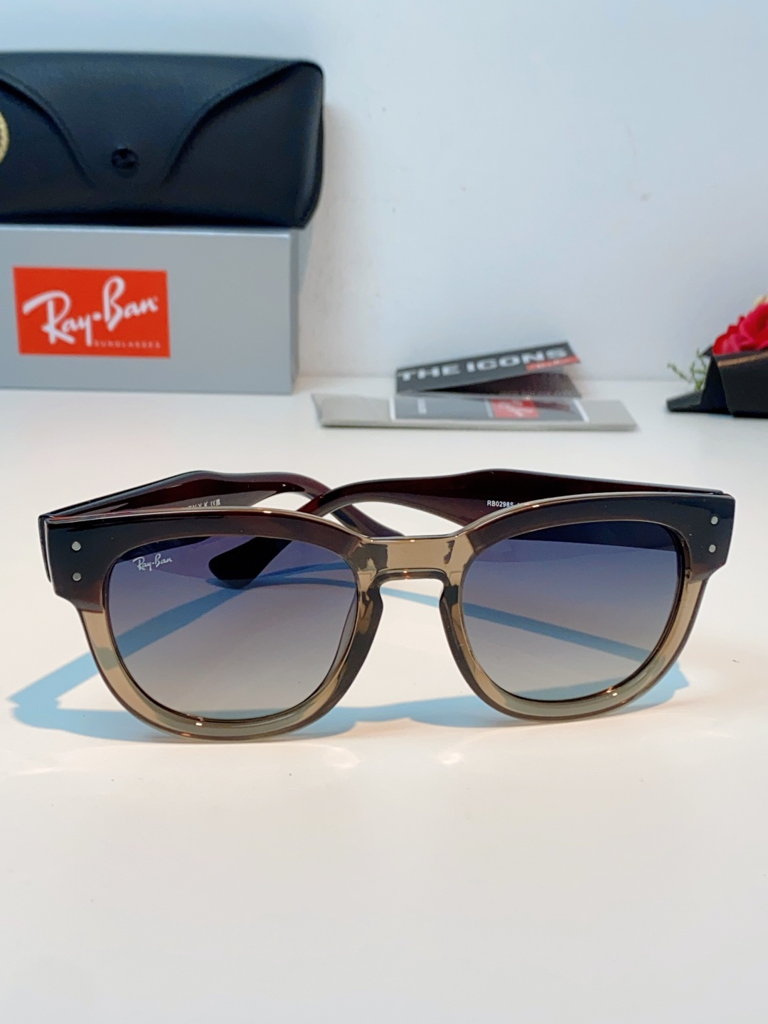RayBan雷朋 2026新款强化玻璃墨镜男士大框太阳眼镜遮阳防紫外线防风沙骑车专用 RB0298S S