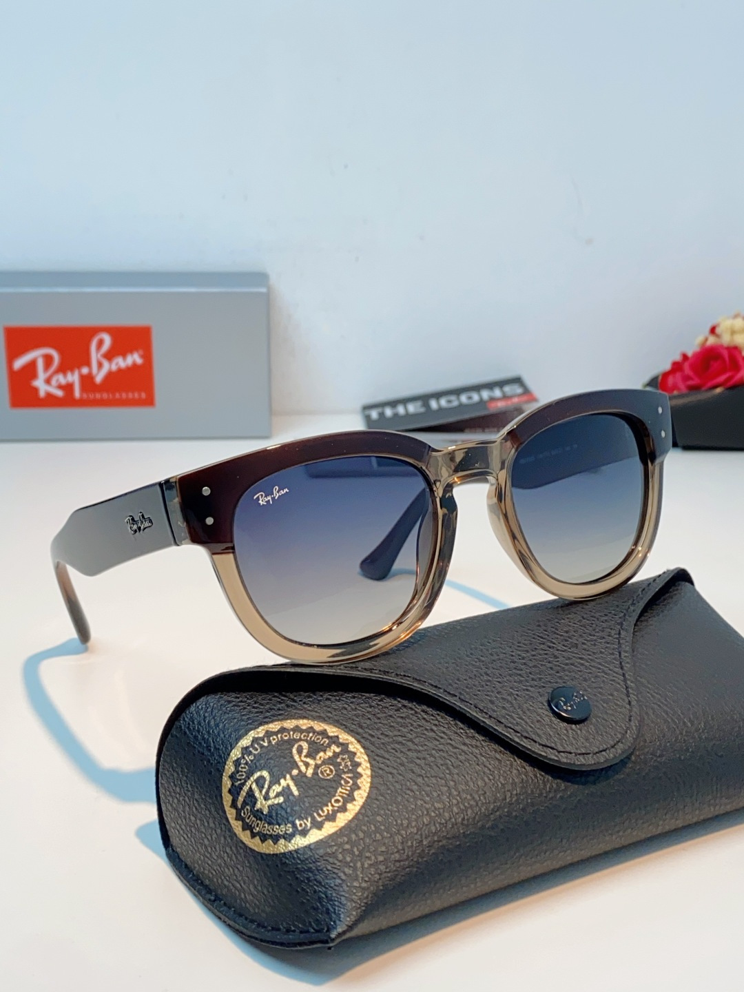 RayBan雷朋 2026新款强化玻璃墨镜男士大框太阳眼镜遮阳防紫外线防风沙骑车专用 RB0298S S