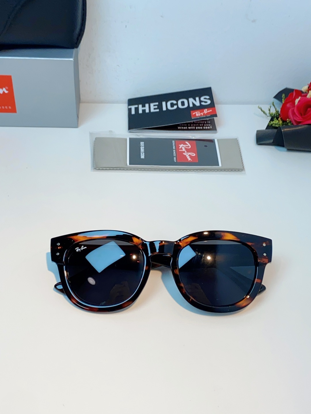 RayBan雷朋 2026新款强化玻璃墨镜男士大框太阳眼镜遮阳防紫外线防风沙骑车专用 RB0298S S