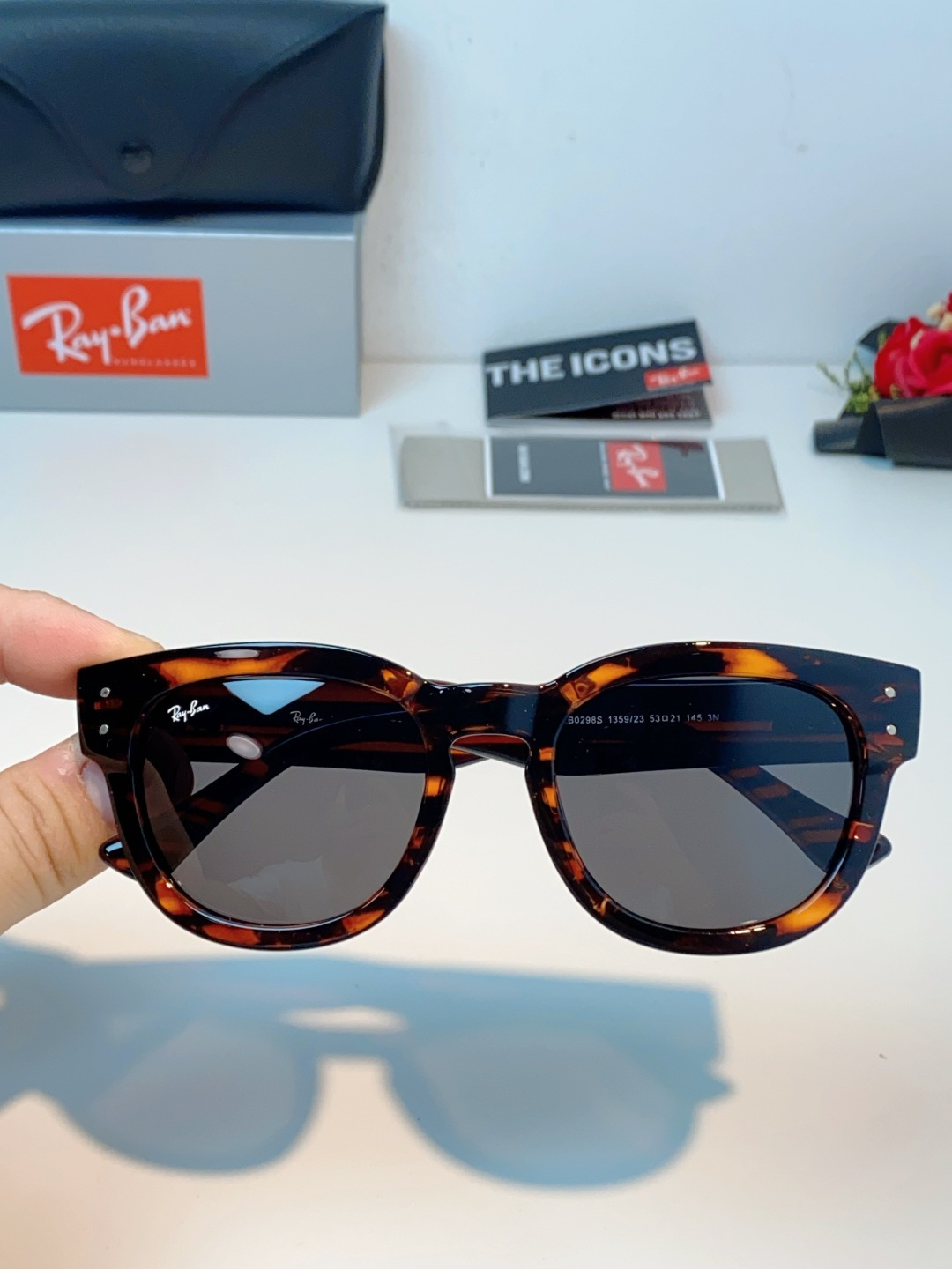 RayBan雷朋 2026新款强化玻璃墨镜男士大框太阳眼镜遮阳防紫外线防风沙骑车专用 RB0298S S