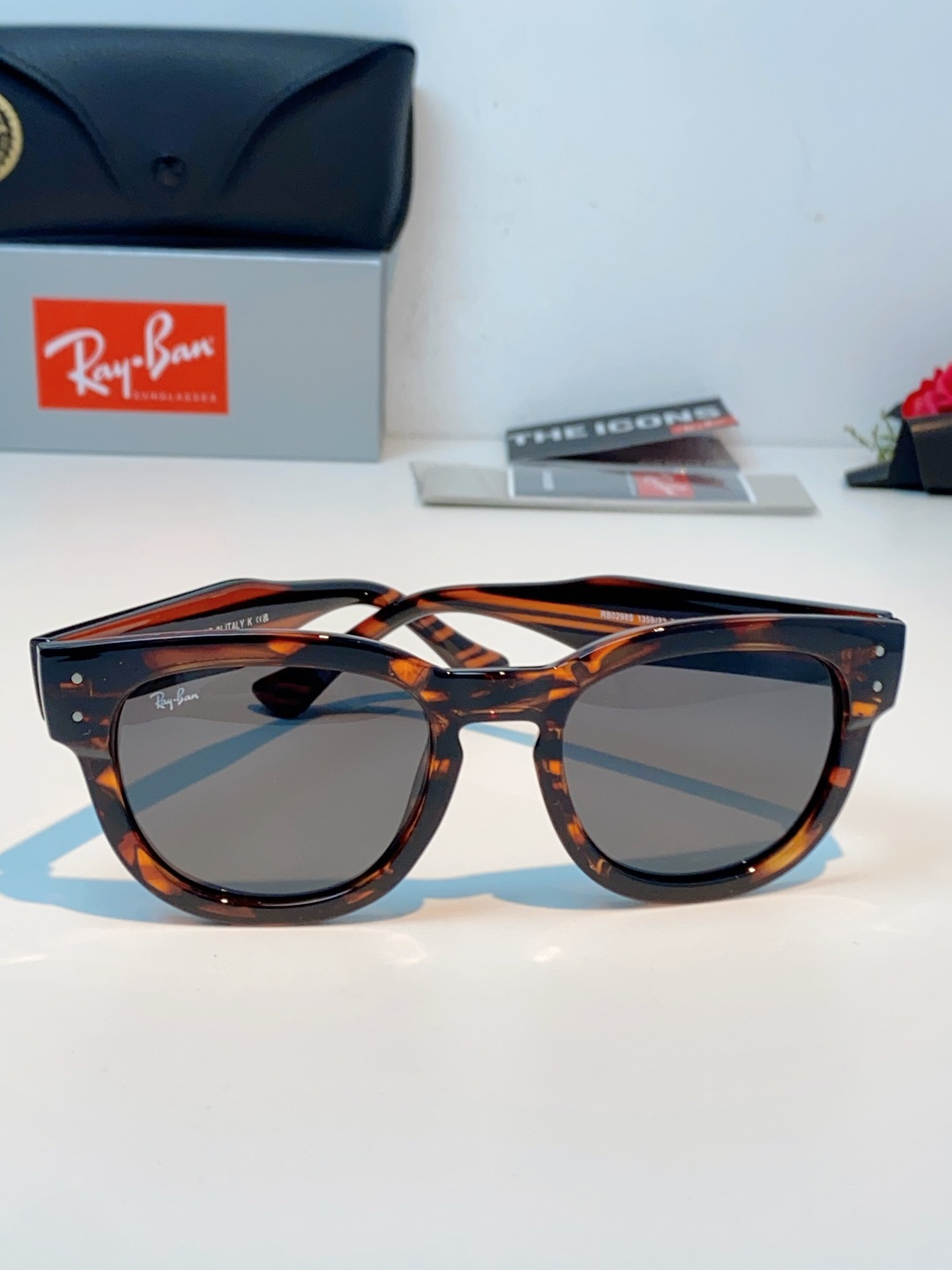 RayBan雷朋 2026新款强化玻璃墨镜男士大框太阳眼镜遮阳防紫外线防风沙骑车专用 RB0298S S