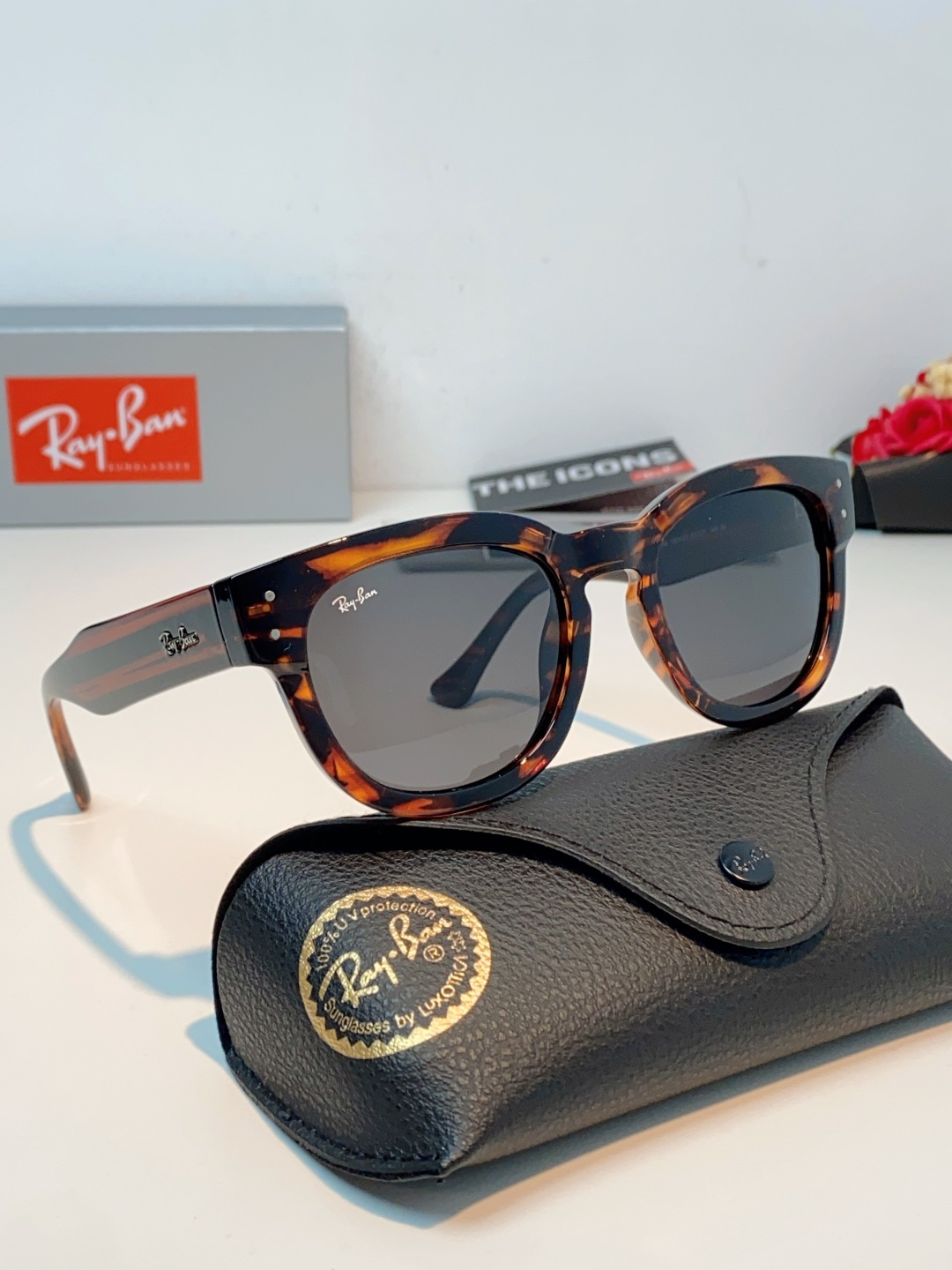 RayBan雷朋 2026新款强化玻璃墨镜男士大框太阳眼镜遮阳防紫外线防风沙骑车专用 RB0298S S