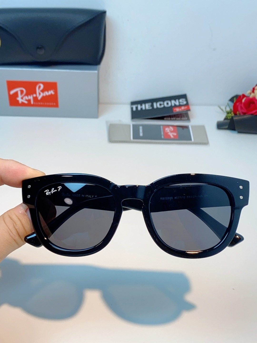 RayBan雷朋 2026新款强化玻璃墨镜男士大框太阳眼镜遮阳防紫外线防风沙骑车专用 RB0298S S