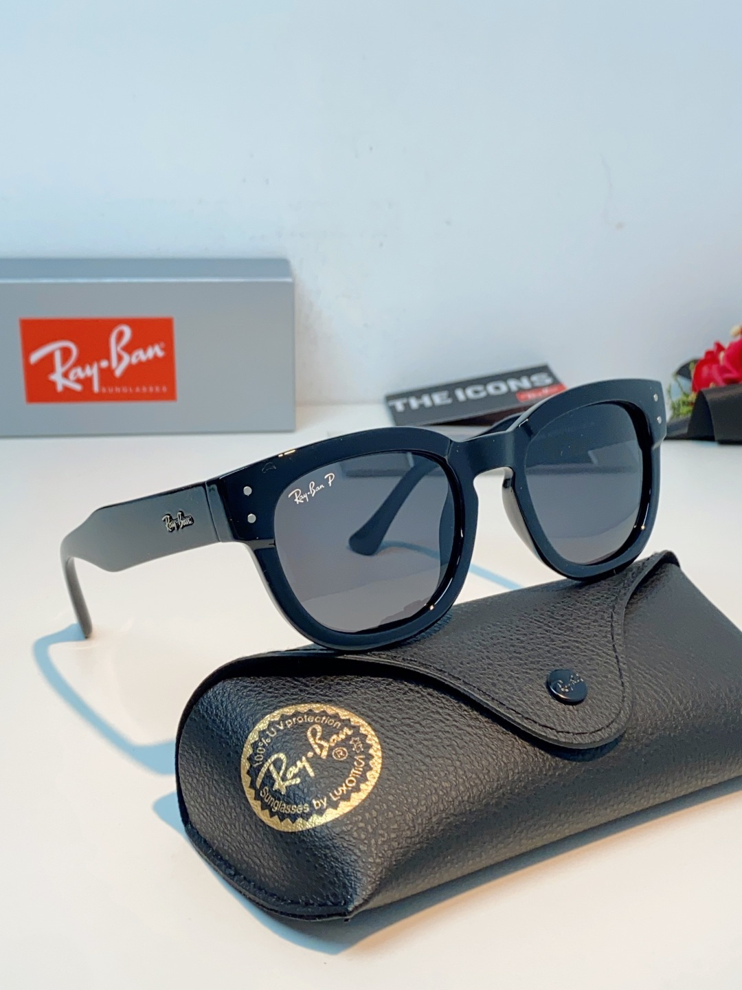 RayBan雷朋 2026新款强化玻璃墨镜男士大框太阳眼镜遮阳防紫外线防风沙骑车专用 RB0298S S