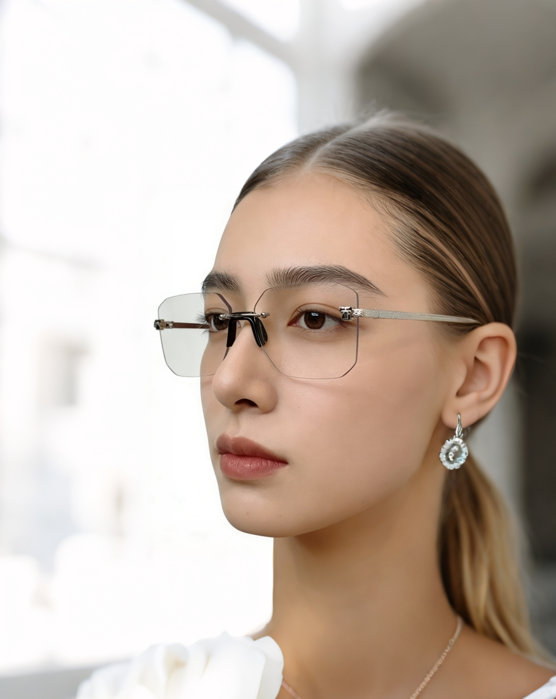 Cartier卡地亚 2026新款 奢华无界✨ 无框渐变太阳镜 镜腿融入卡地亚经典豹头/金标装饰，搭配锤