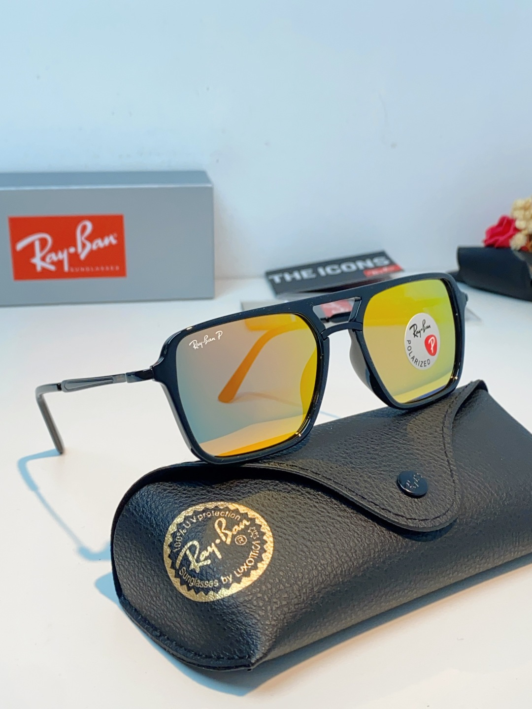 RayBan雷朋 2026新款偏光复古双梁大方框：经典飞行员双梁+方形大框设计，超显脸小，完美修饰方圆脸