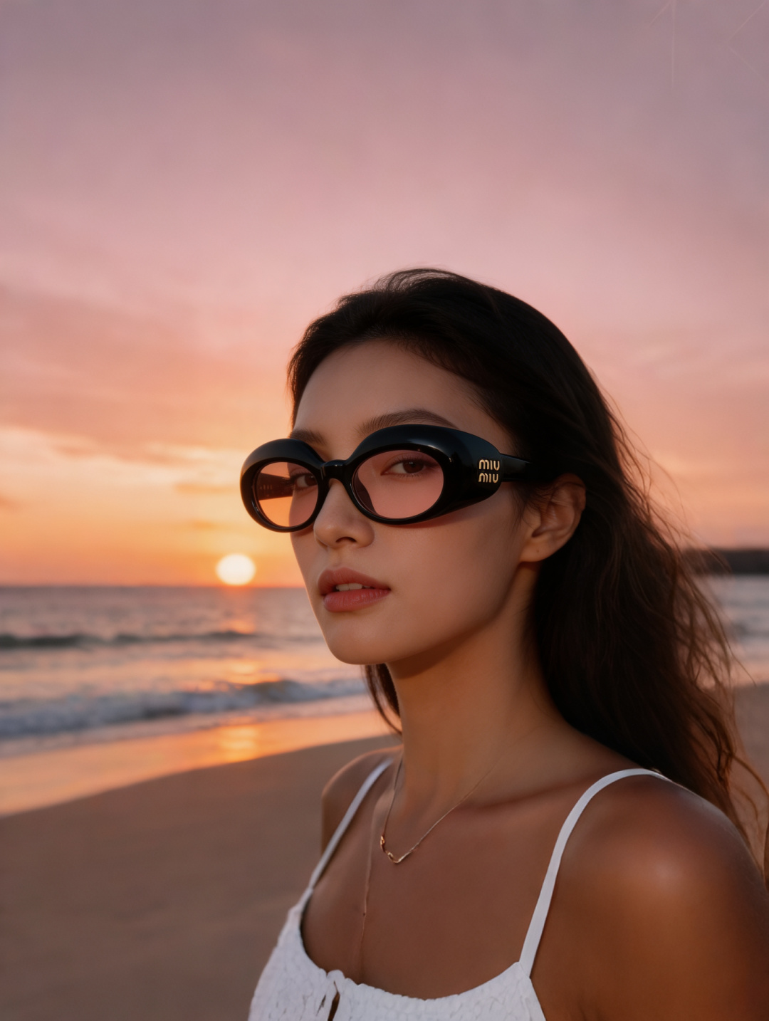 Miumiu缪缪 2026款猫眼墨镜女士优雅复古太阳眼镜时尚高级感遮阳 椭圆大镜框，自带Y2K千禧辣妹滤
