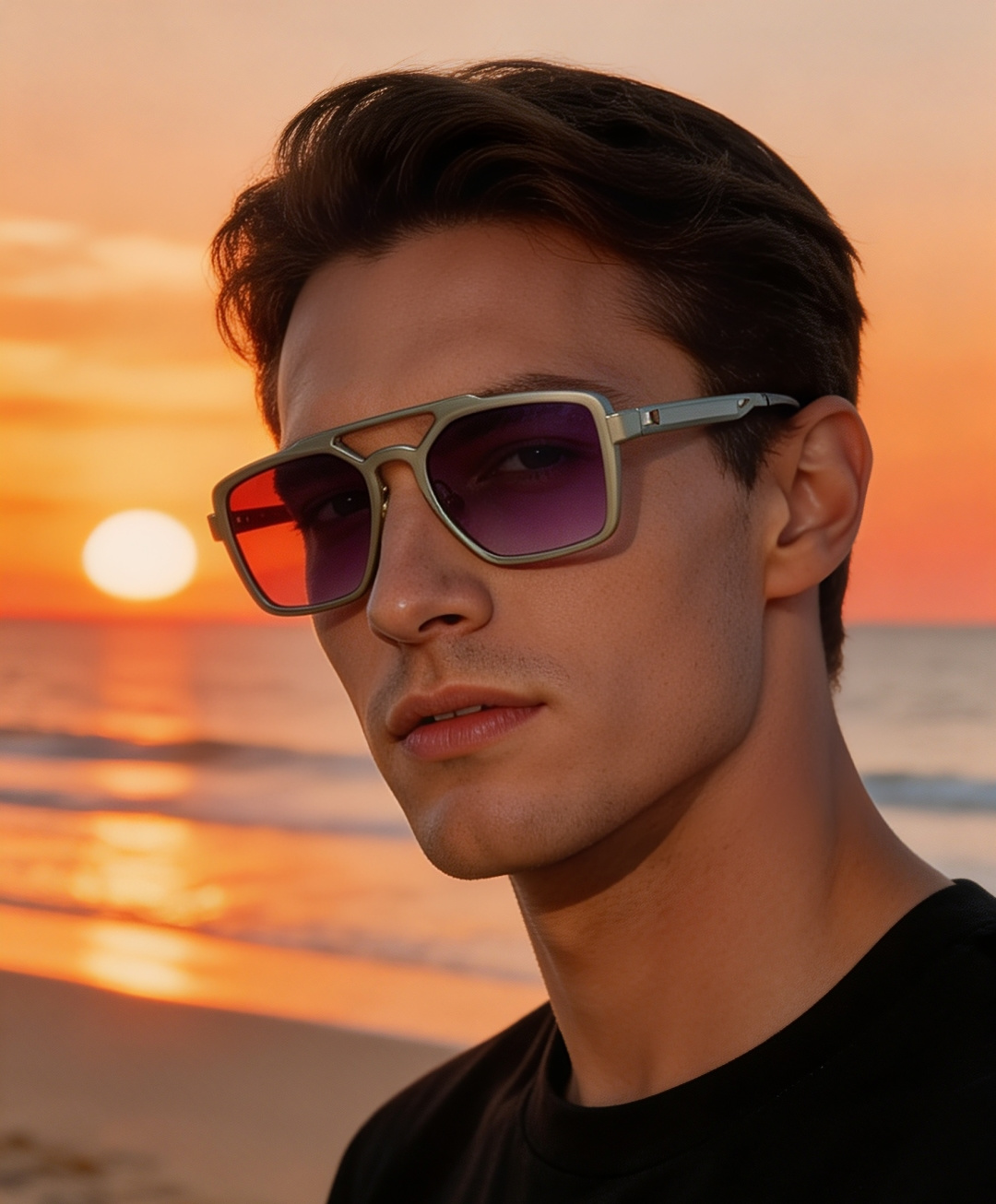 RayBan雷朋  2026新款复古飞行员基因×现代方型剪裁。标志性双梁设计：延续雷朋飞行员系列的硬朗血