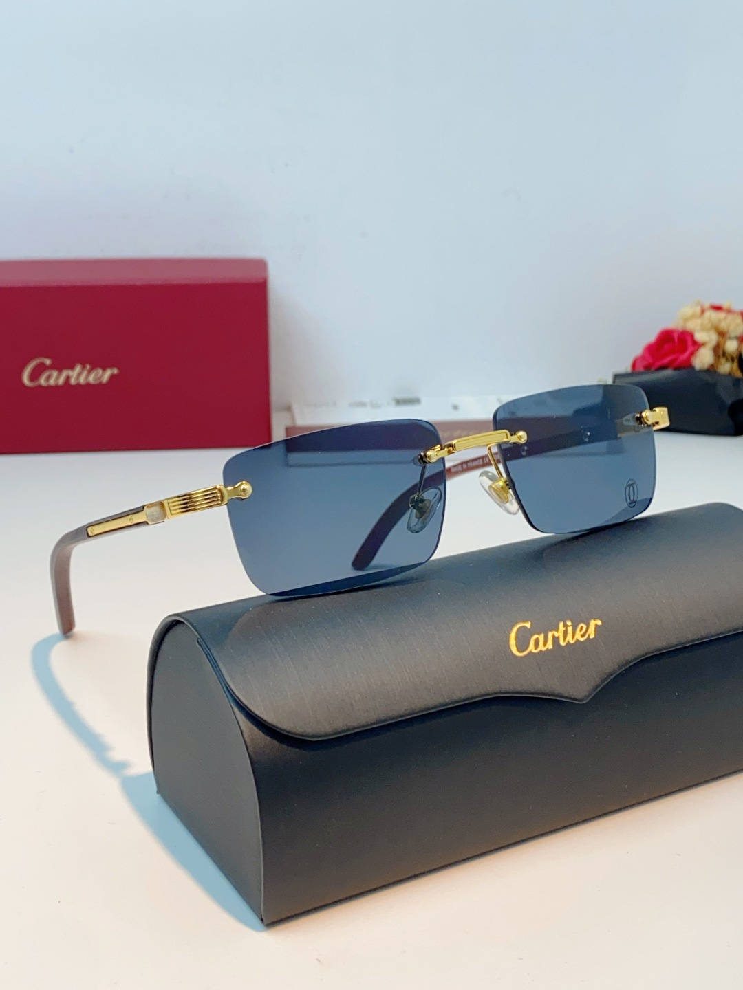 Cartier卡地亚｜轻奢无框商务男女墨镜，无框切边高级设计，利落极简线条，弱化镜框厚重感，上脸轻盈不压