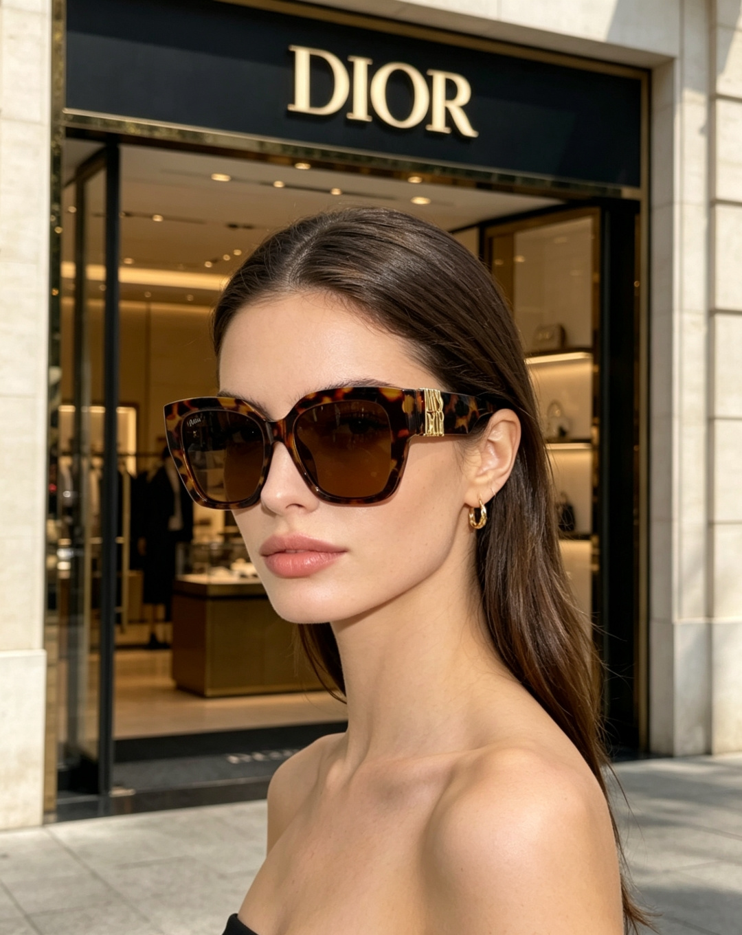 Dior迪奥 2026谁懂啊！这副Dior风玳瑁纹墨镜直接把法式优雅焊在脸上了😭镜腿的金色方标细节真的太