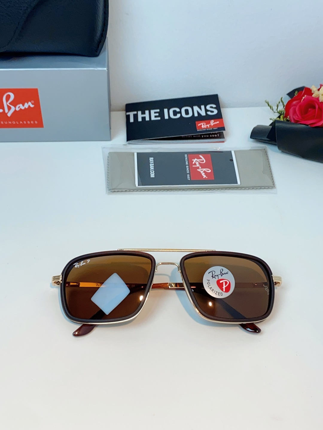 Rayban雷朋 新款 偏光太阳镜  男女同款时尚潮流墨镜驾驶开车休闲太阳眼镜 RB4105 Size:
