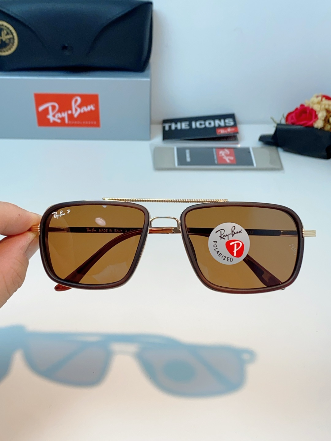 Rayban雷朋 新款 偏光太阳镜  男女同款时尚潮流墨镜驾驶开车休闲太阳眼镜 RB4105 Size: