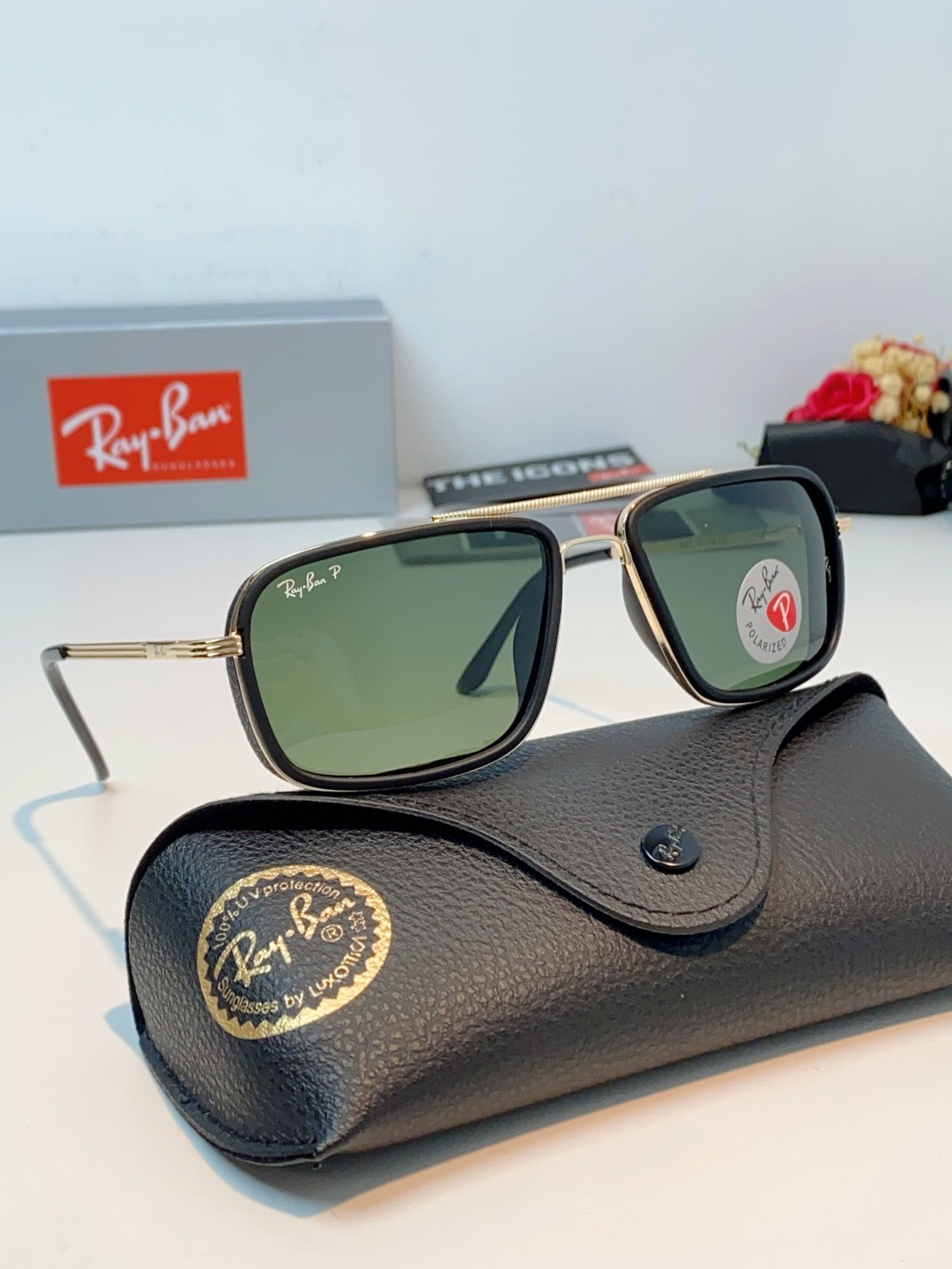Rayban雷朋 新款 偏光太阳镜  男女同款时尚潮流墨镜驾驶开车休闲太阳眼镜 RB4105 Size: