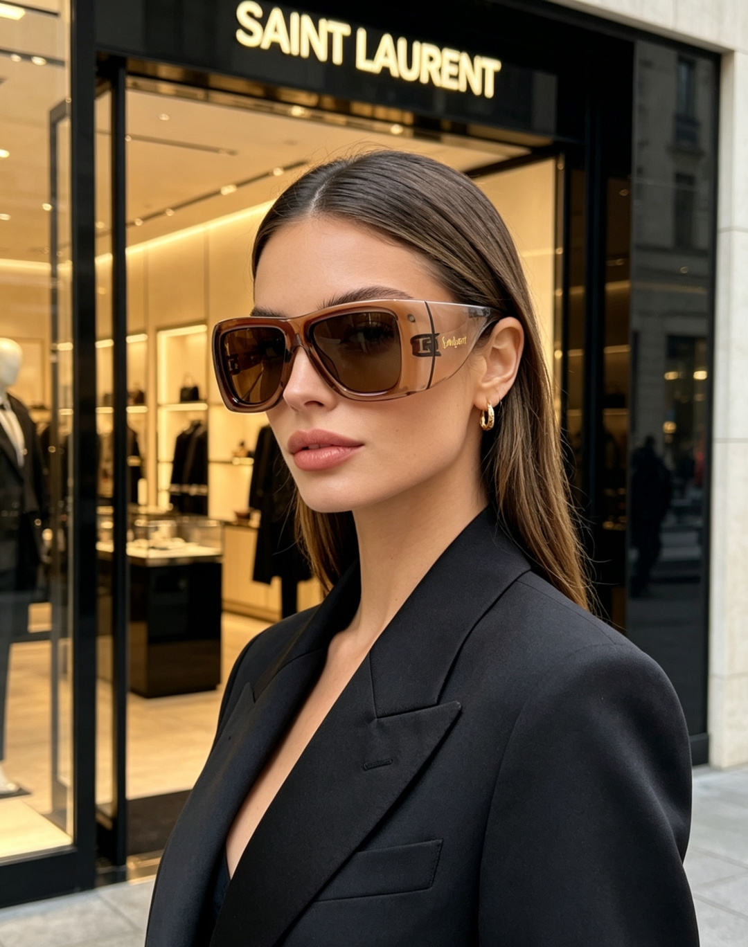 Saint Laurent YSL圣罗兰 谁懂啊！这副YSL风墨镜直接把复古街头感焊在脸上了😭宽边包裹的