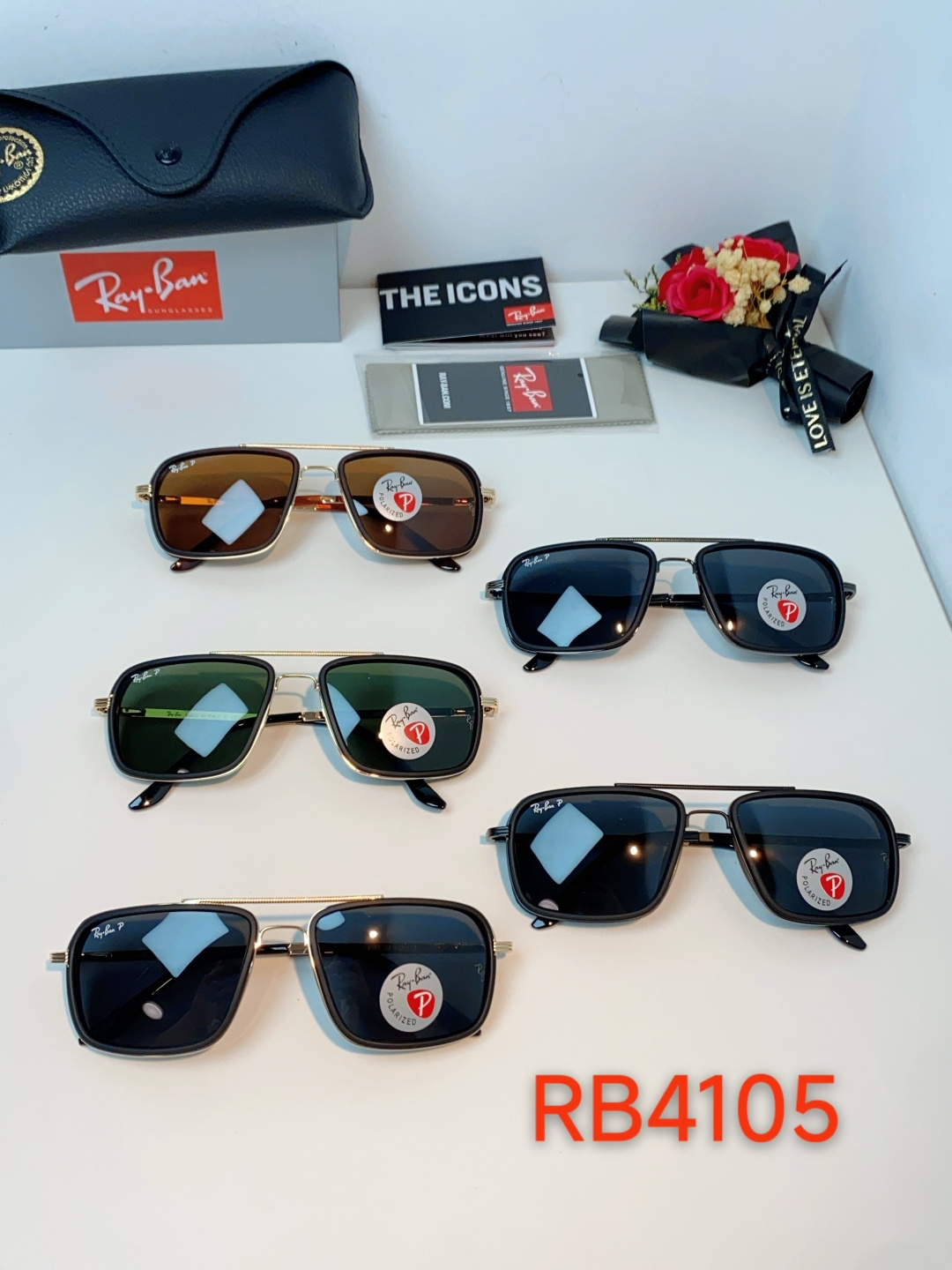 Rayban雷朋 新款 偏光太阳镜  男女同款时尚潮流墨镜驾驶开车休闲太阳眼镜 RB4105 Size: