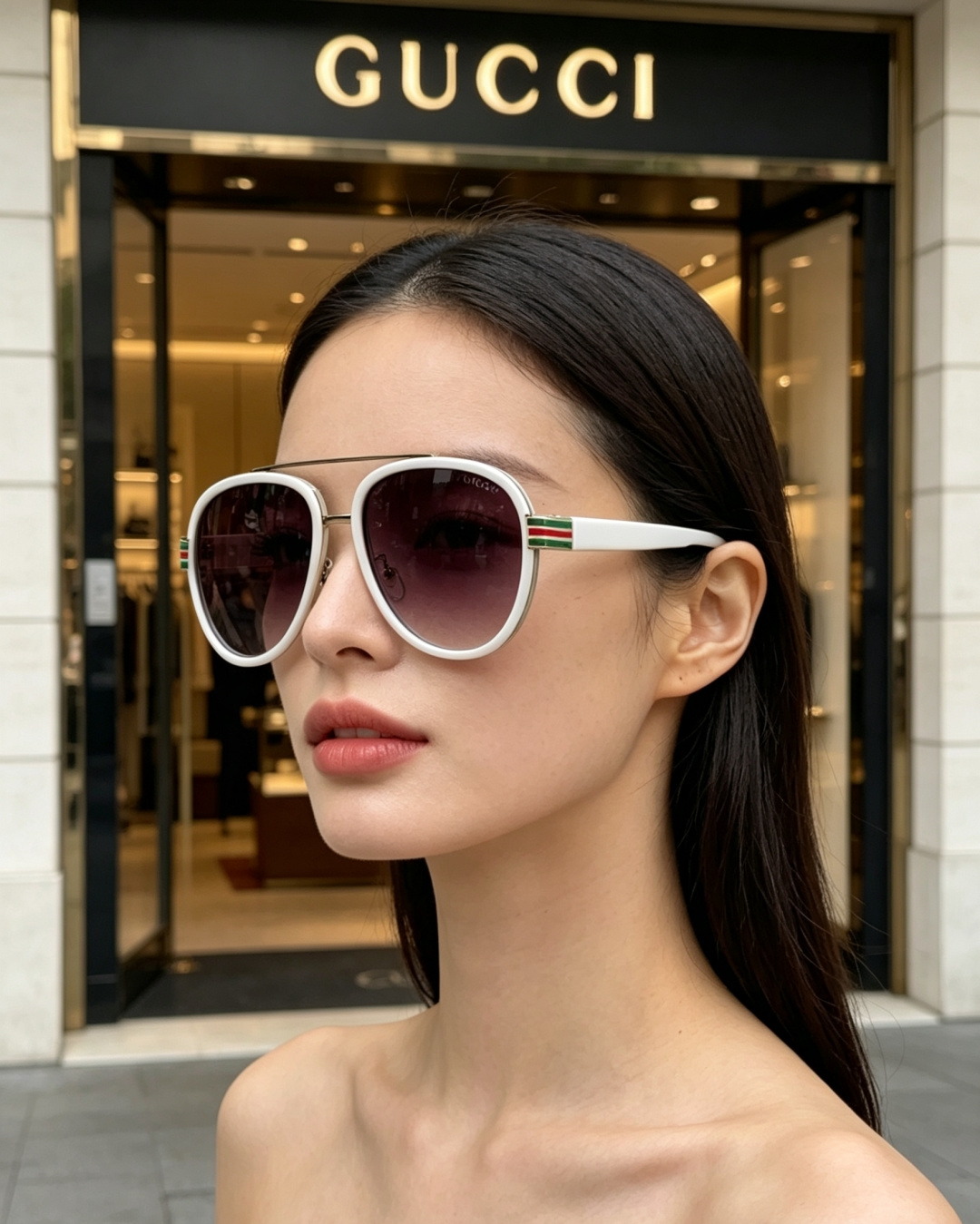 Gucci古奇 经典飞行员款太阳镜 | 复古与轻奢的碰撞，这副墨镜以经典的飞行员造型为灵感，利落的双梁设