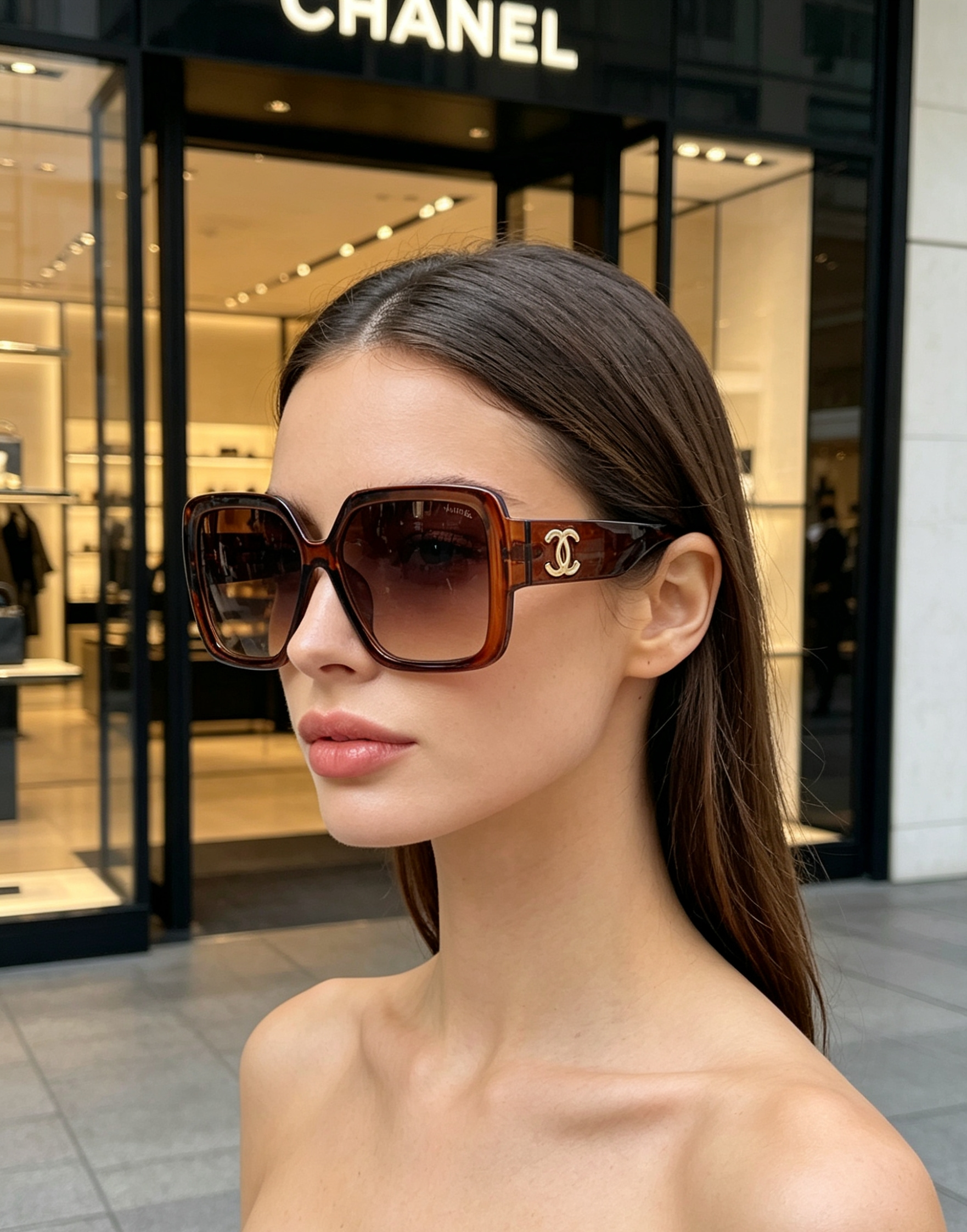 Chanel香奈儿 2026新款粗黑方框墨镜，是永不过时的法式轻奢爆款单品。亮面高光泽粗镜框，方正宽厚轮