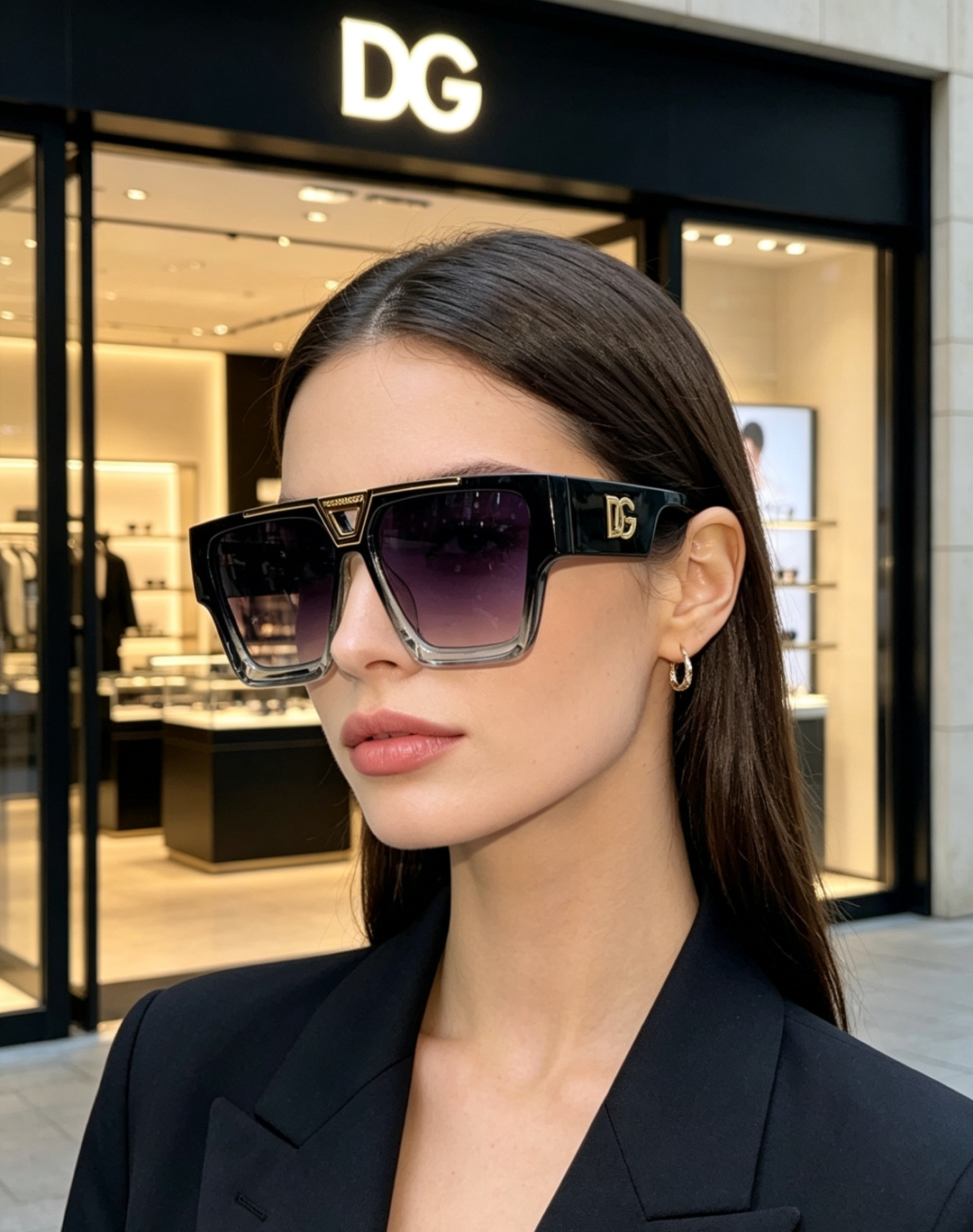 Dolce&Gabbana杜嘉班纳 2026重磅方正大框墨镜，自带意式奢华气场。亮黑高光泽粗框搭配立体金