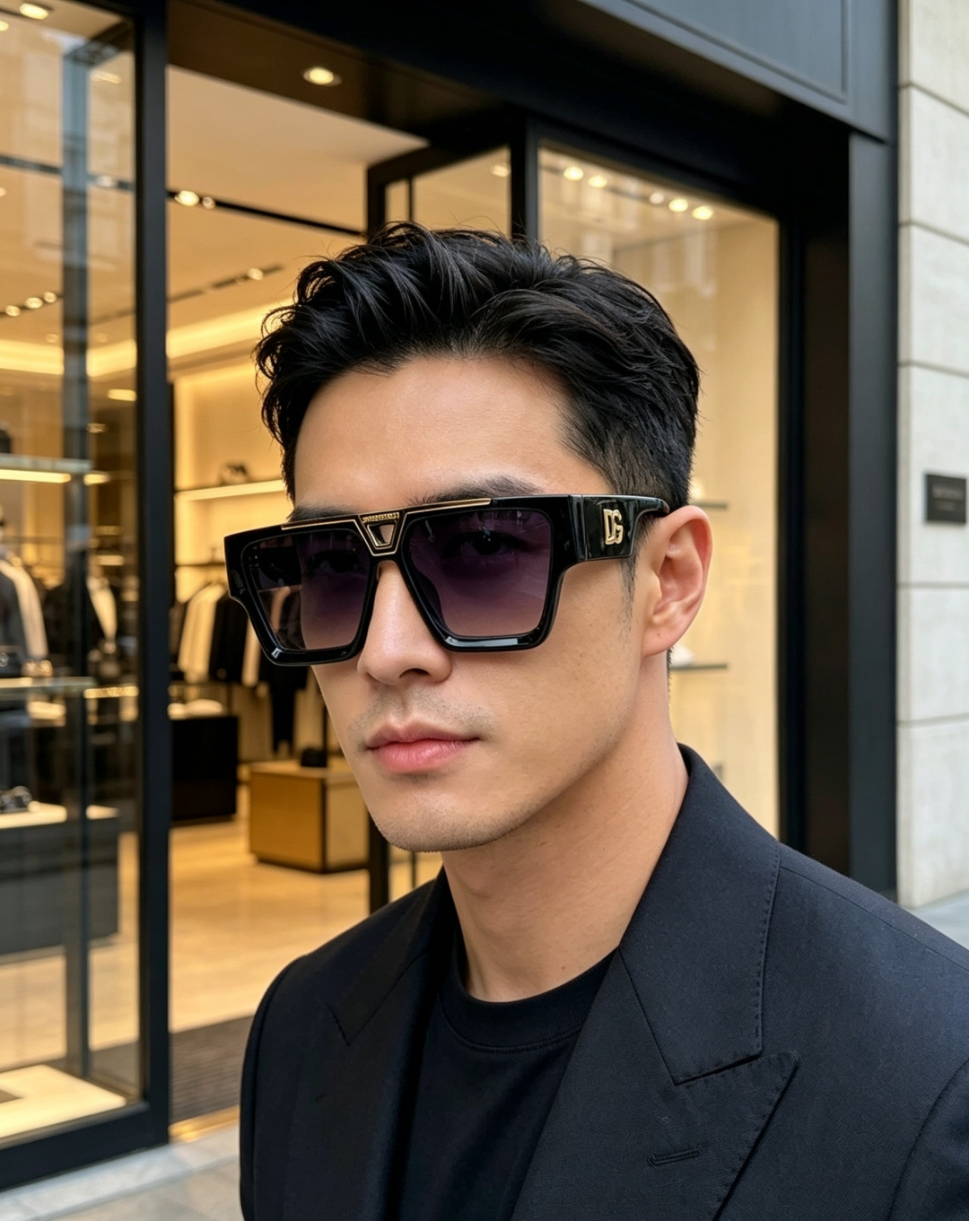 Dolce&Gabbana杜嘉班纳 2026重磅方正大框墨镜，自带意式奢华气场。亮黑高光泽粗框搭配立体金