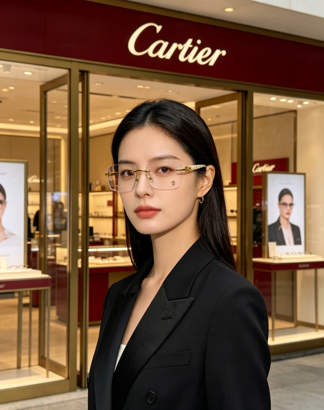 Cartier卡地亚 2026新款自带豪门氛围感的无框矩形镜型，利落切边镜片褪去冗余边框，视觉上轻盈干练