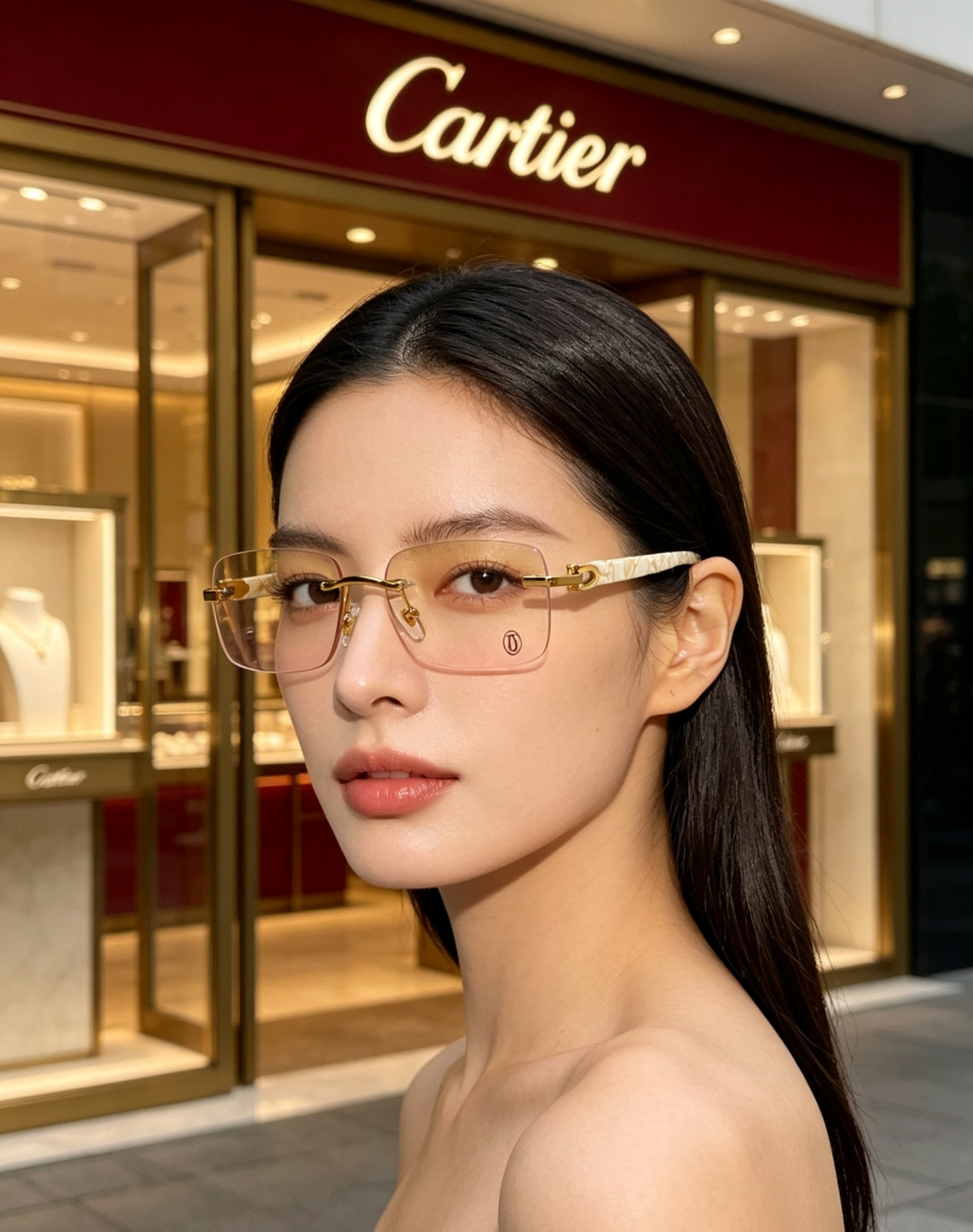 Cartier卡地亚 2026新款自带豪门氛围感的无框矩形镜型，利落切边镜片褪去冗余边框，视觉上轻盈干练