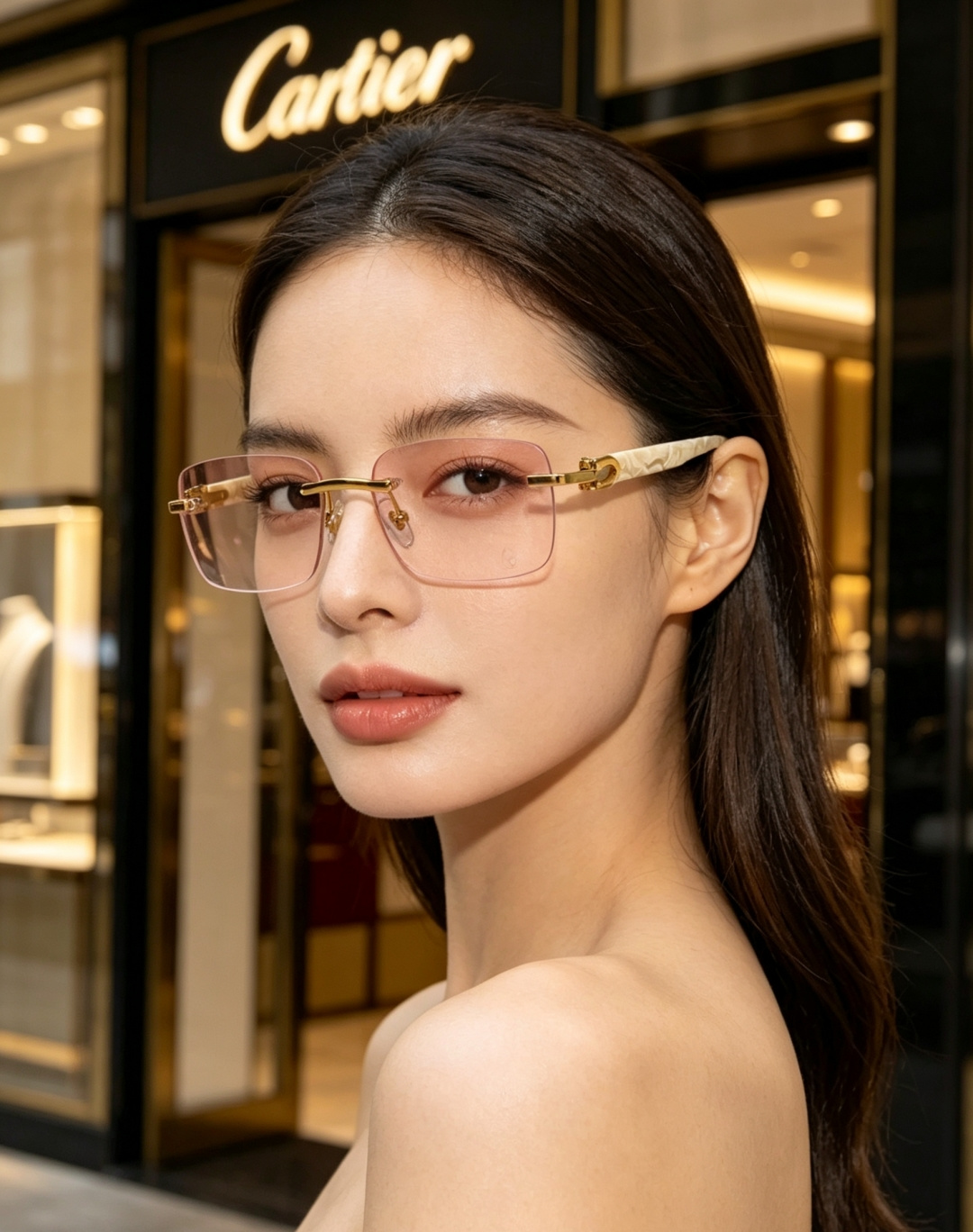 Cartier卡地亚 2026新款自带豪门氛围感的无框矩形镜型，利落切边镜片褪去冗余边框，视觉上轻盈干练
