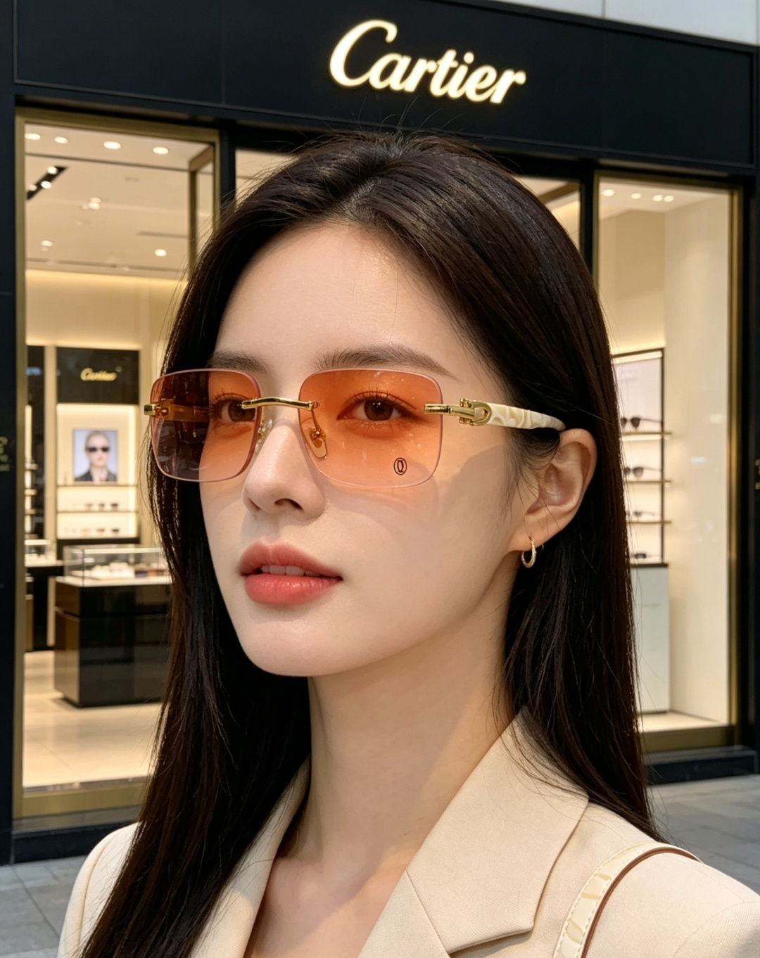 Cartier卡地亚 2026新款自带豪门氛围感的无框矩形镜型，利落切边镜片褪去冗余边框，视觉上轻盈干练