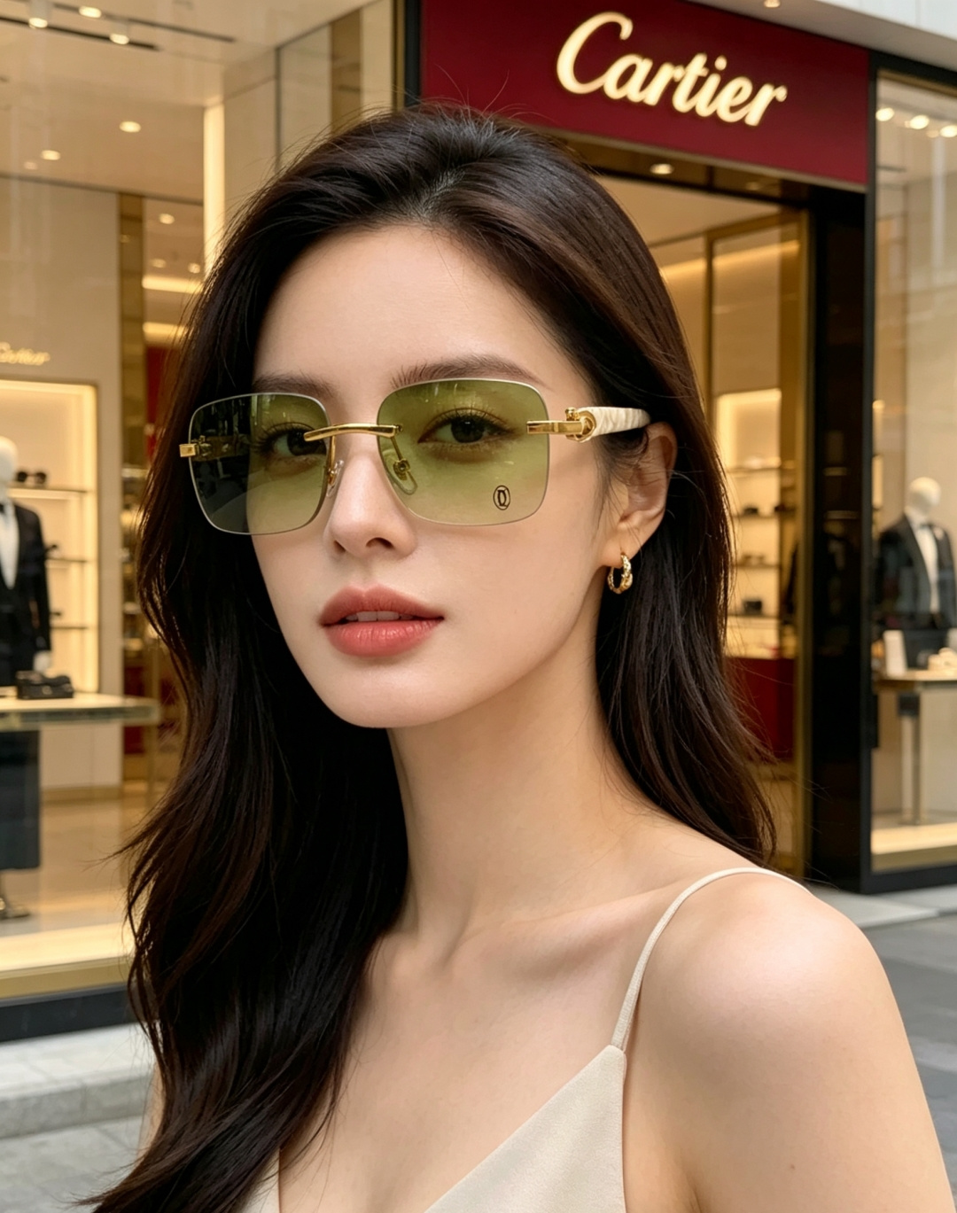 Cartier卡地亚 2026新款自带豪门氛围感的无框矩形镜型，利落切边镜片褪去冗余边框，视觉上轻盈干练