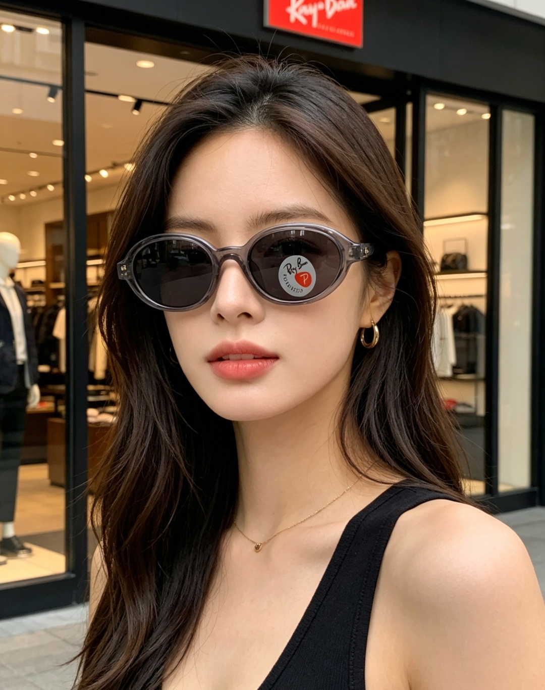 RayBan雷朋 2026新款复古椭圆偏光墨镜｜千禧辣妹本命镜框，自带90年代复古滤镜的椭圆小框，利落黑