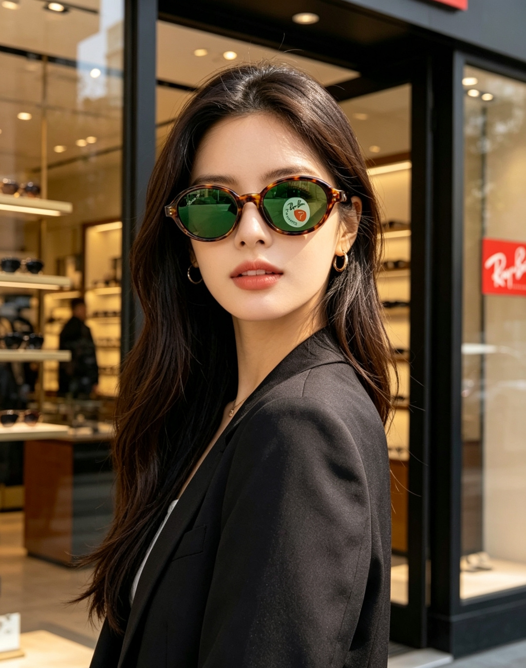 RayBan雷朋 2026新款复古椭圆偏光墨镜｜千禧辣妹本命镜框，自带90年代复古滤镜的椭圆小框，利落黑