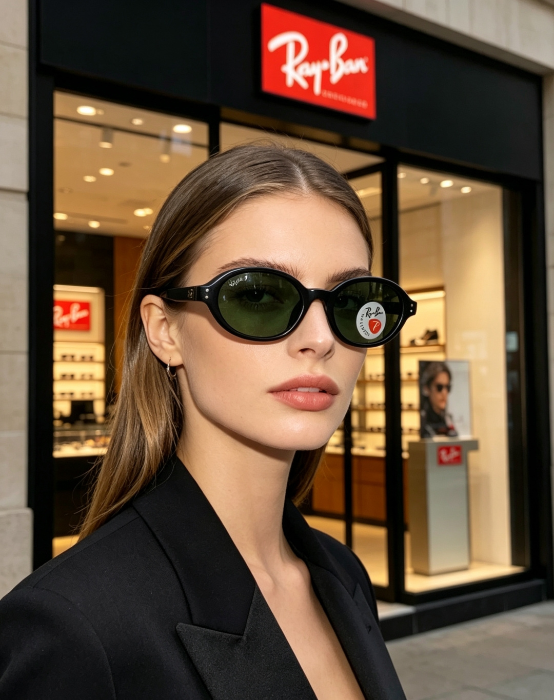 RayBan雷朋 2026新款复古椭圆偏光墨镜｜千禧辣妹本命镜框，自带90年代复古滤镜的椭圆小框，利落黑
