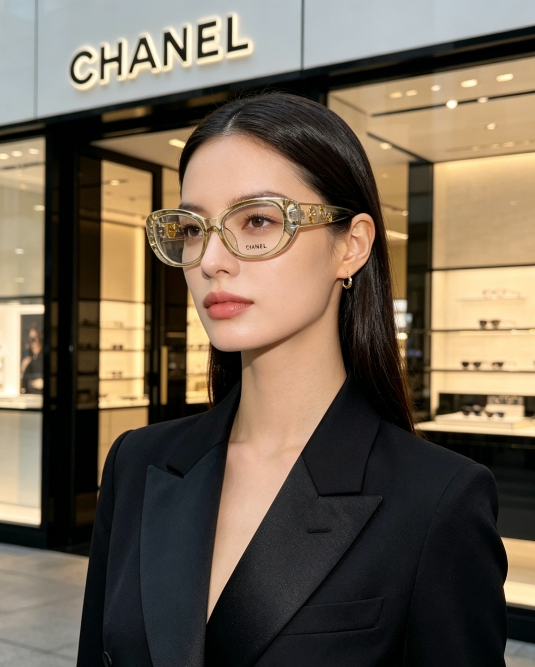 Chanel香奈儿 2026经典窄框猫眼椭圆版型，自带90年代复古滤镜，流畅上扬的镜框线条，柔和修饰脸颊