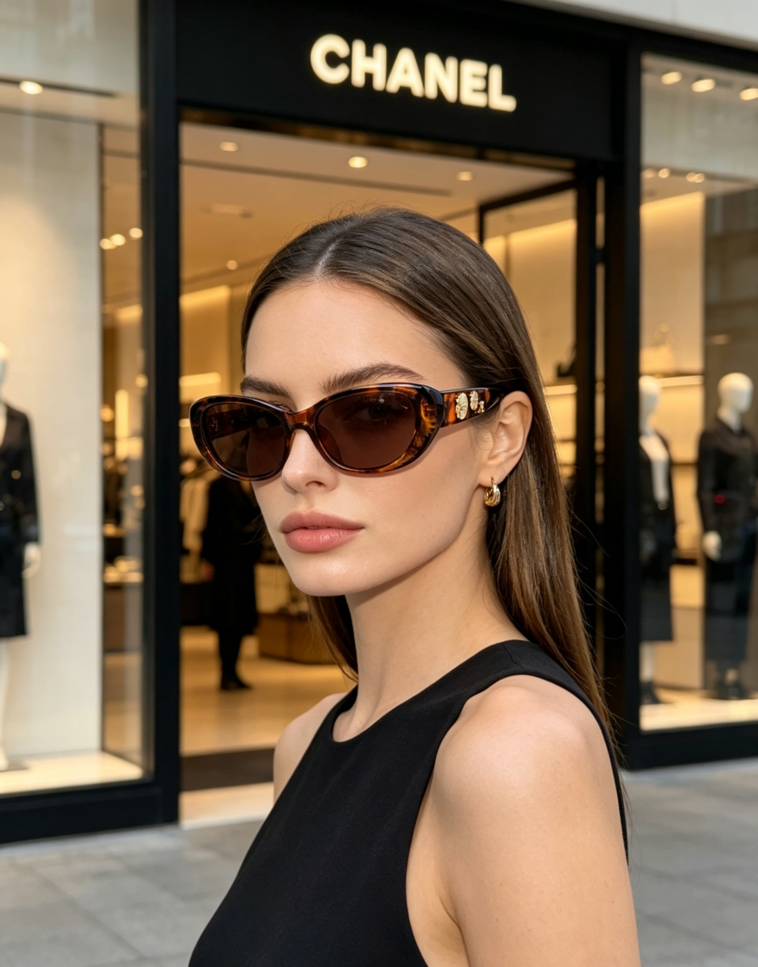Chanel香奈儿 2026经典窄框猫眼椭圆版型，自带90年代复古滤镜，流畅上扬的镜框线条，柔和修饰脸颊