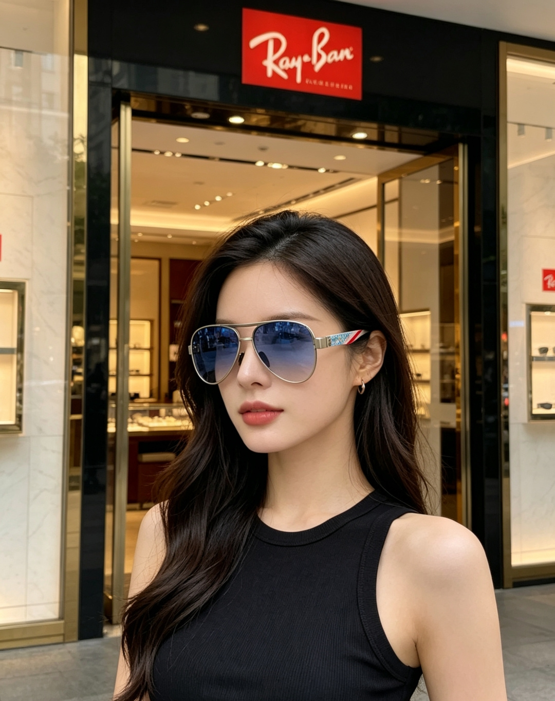RayBan雷朋 2026新款飞行员蛤蟆镜，永不过时的爆款版型。哑光黑金属镜架硬朗利落，镜腿精致菱格纹理