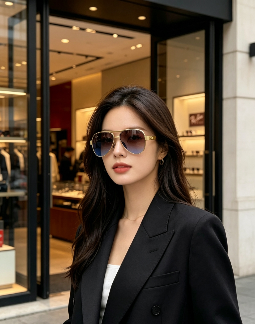 RayBan雷朋 2026新款飞行员蛤蟆镜，永不过时的爆款版型。哑光黑金属镜架硬朗利落，镜腿精致菱格纹理
