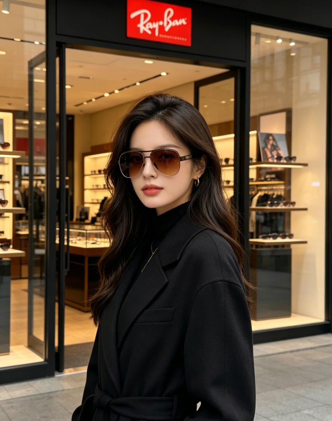 RayBan雷朋 2026新款飞行员蛤蟆镜，永不过时的爆款版型。哑光黑金属镜架硬朗利落，镜腿精致菱格纹理