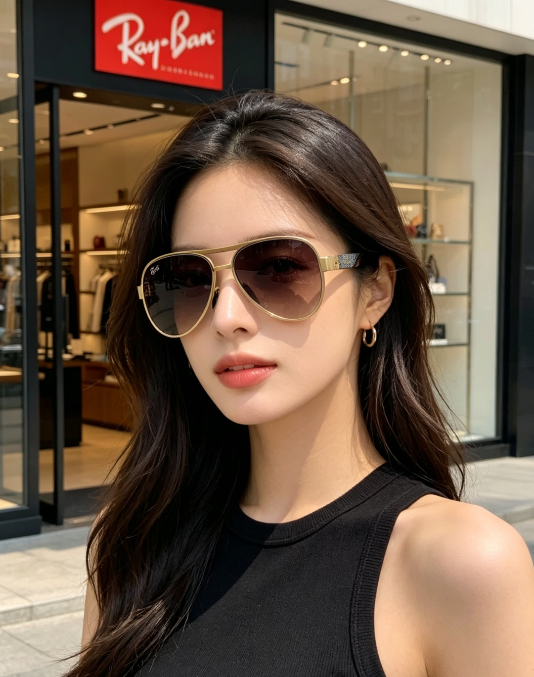 RayBan雷朋 2026新款飞行员蛤蟆镜，永不过时的爆款版型。哑光黑金属镜架硬朗利落，镜腿精致菱格纹理