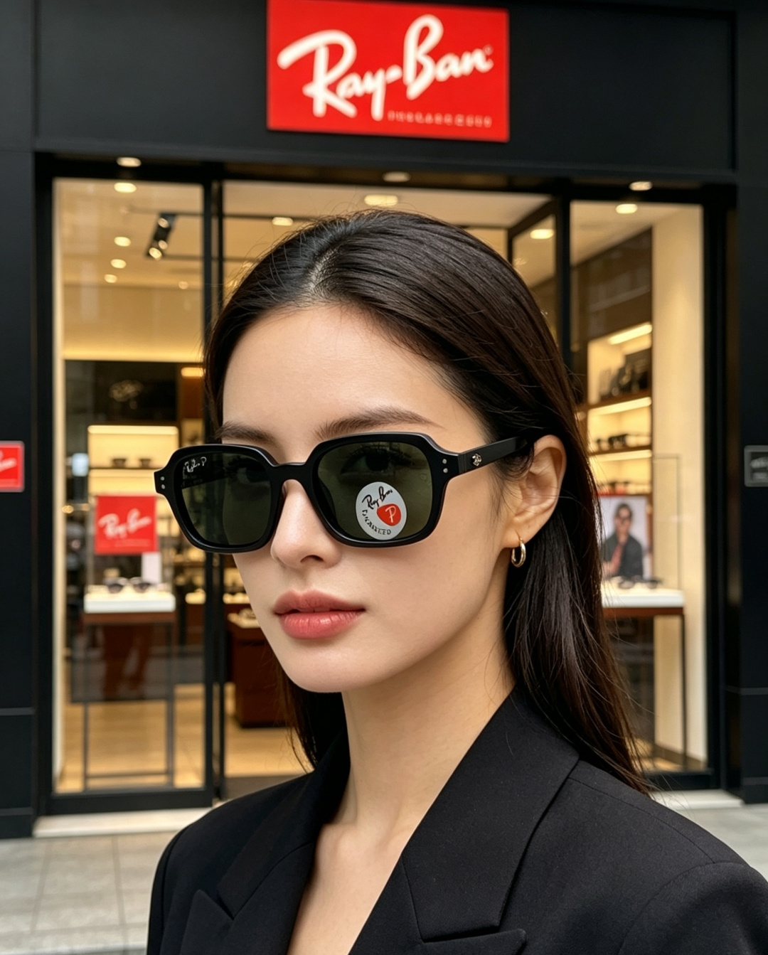 RayBan雷朋 自带复古滤镜的小方框偏光墨镜，利落窄方版型，刚好修饰颧骨与宽下颌，圆脸、方脸都能轻松驾