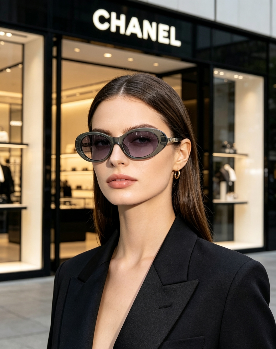 Chanel香奈儿 2026最新复古猫眼椭圆墨镜｜辣妹氛围感焊在脸上，谁能拒绝这副椭圆猫眼墨镜！自带90
