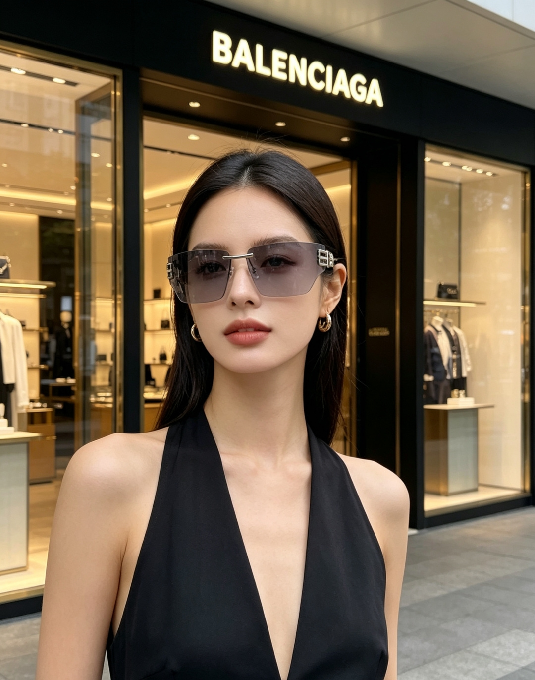 Balenciaga巴黎世家 2026新款无框盾牌墨镜｜Y2K辣妹出片神器，自带未来机甲感的无边框盾牌墨
