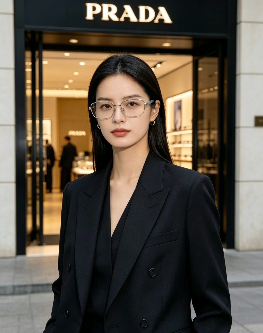 Prada普拉达复古小椭圆金属墨镜，妥妥的韩系博主、ins网红同款。纤细金色细框弱化厚重感，狭长椭圆镜框