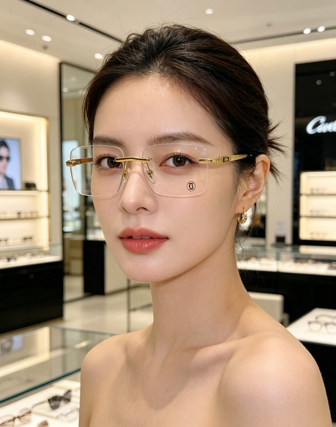 Cartier卡地亚 2026新款 揽佬同款说唱无框太阳镜时尚切边太阳眼镜欧美男防晒墨镜中古男女通用